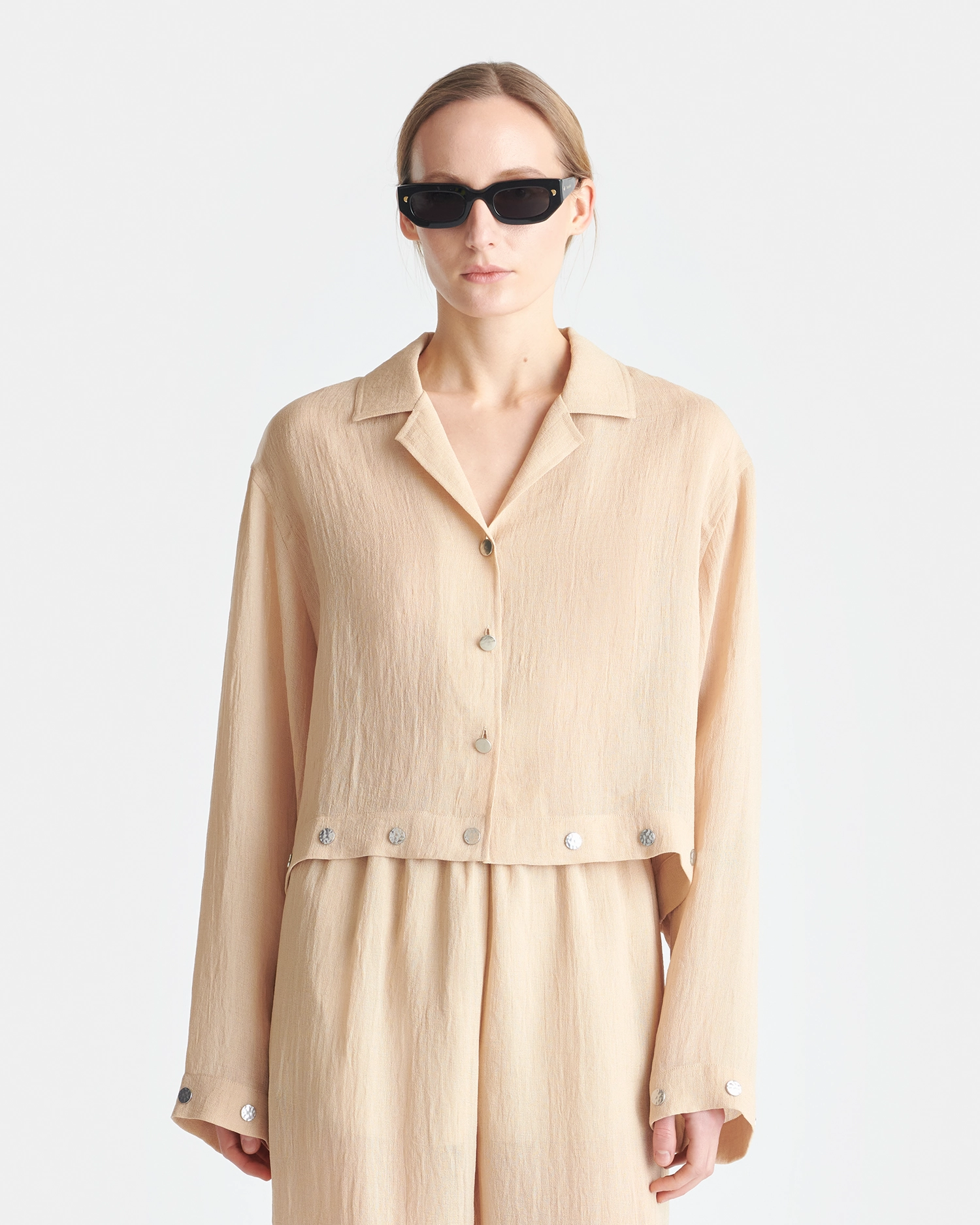 Active Comfort Vally - Studded Cropped Gauze Shirt - Wax