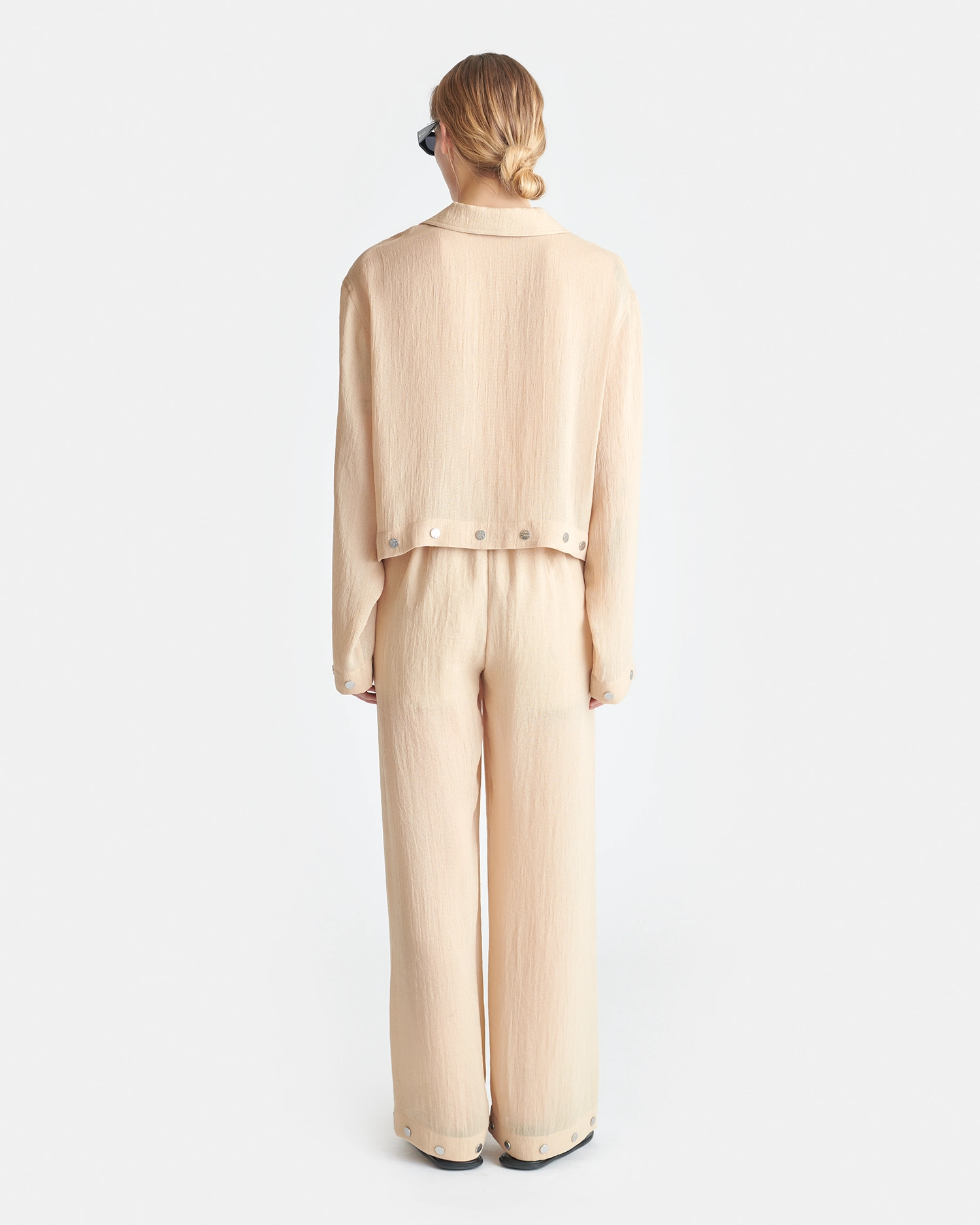 Vally - Studded Cropped Gauze Shirt - Wax Weekend Outing Fitted Design