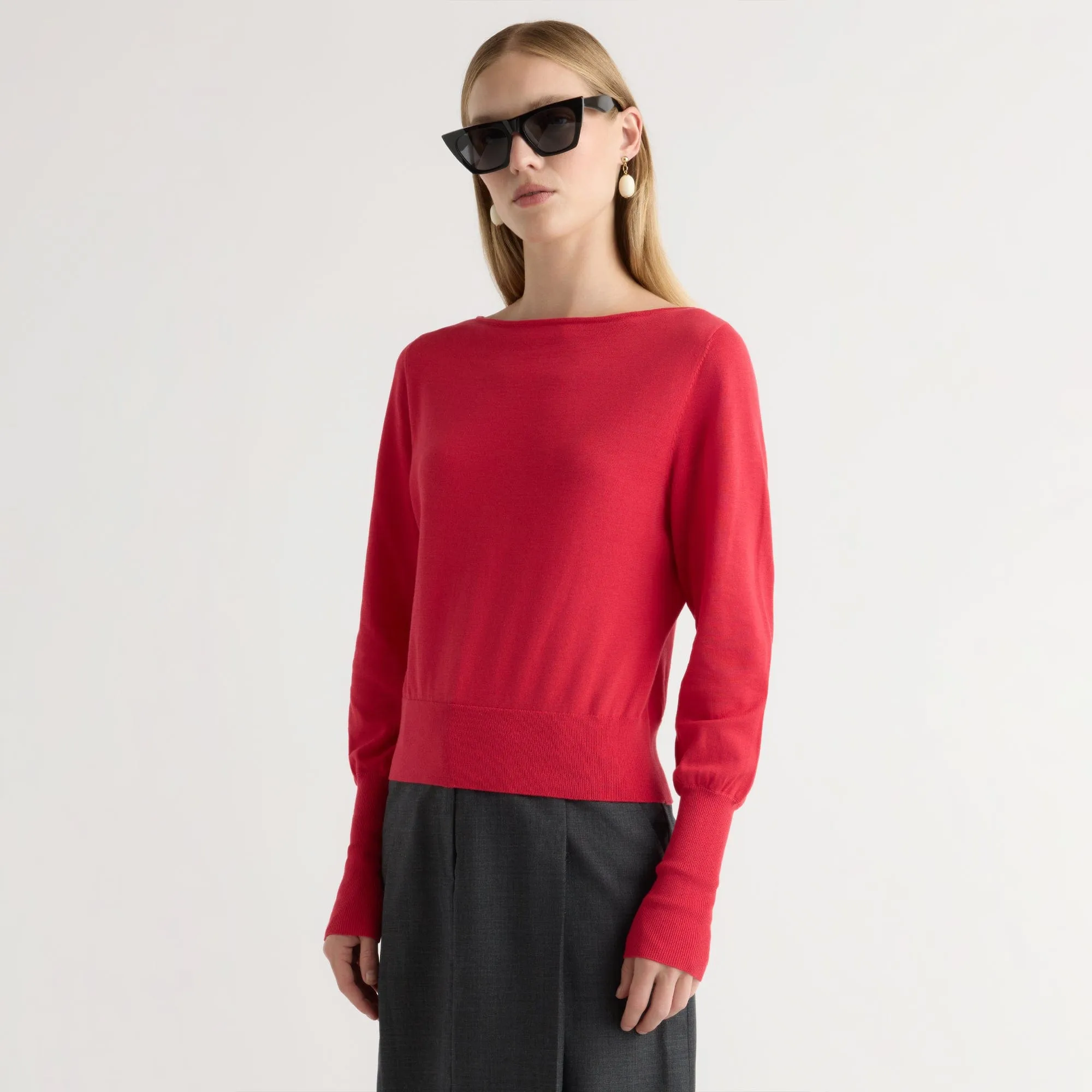 Hanli Cotton-Silk Boat-Neck Sweater Cozy Base