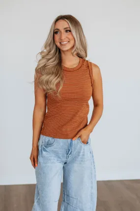 Harlea Striped Tank - Camel Mix industrial workers