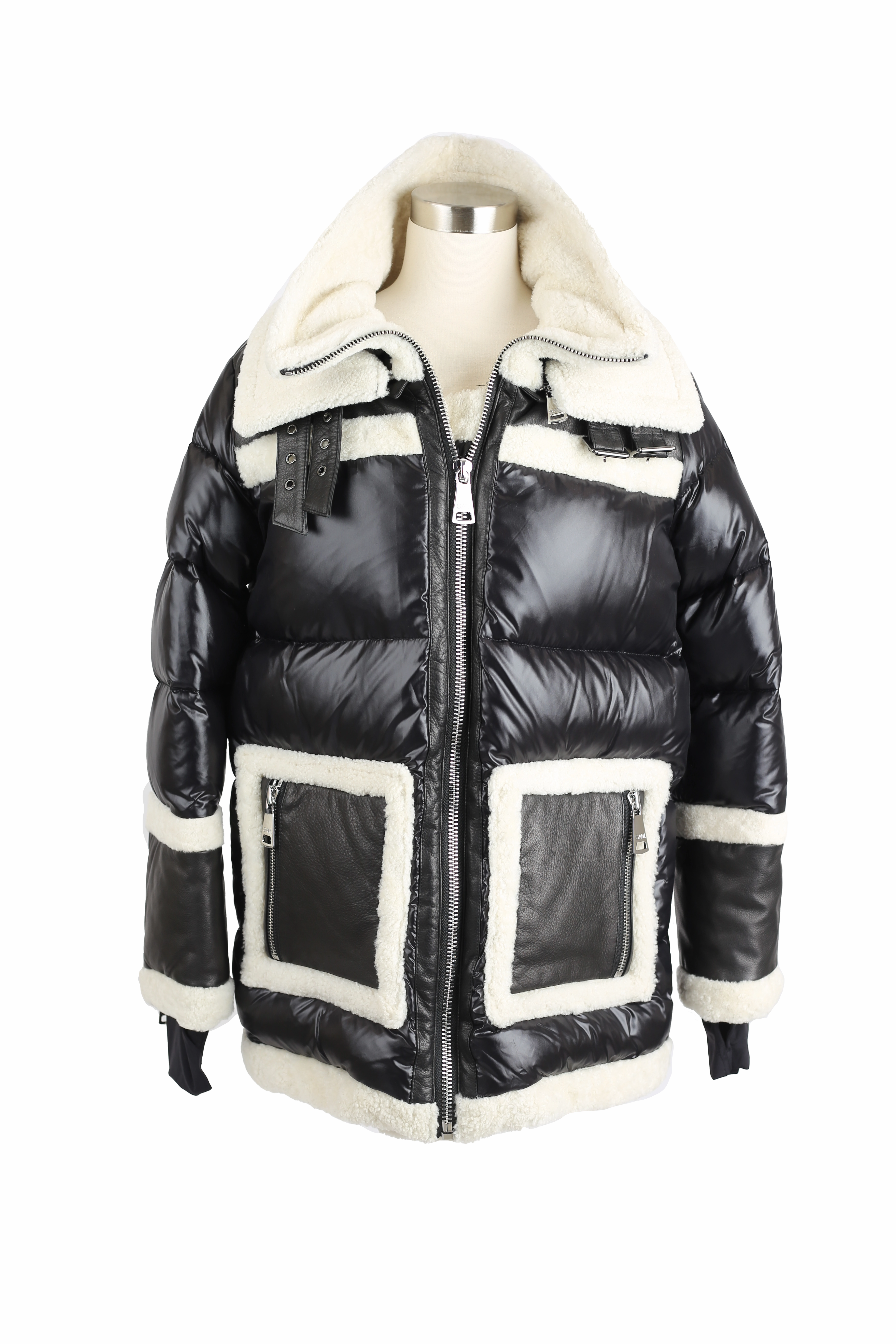 Heavy Down Shearling Jacket Flexible Shoulder Gussets Elastic Binding