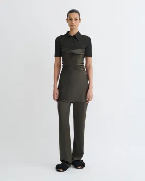 Heceta - Mesh Jersey and Slip Satin Mini Dress - Dark Green/Anthracite Guest Glam Radiant Mood