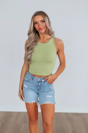 Silk Touch Finish Soft Shell Fabric Angelina Basic Tank - Avocado