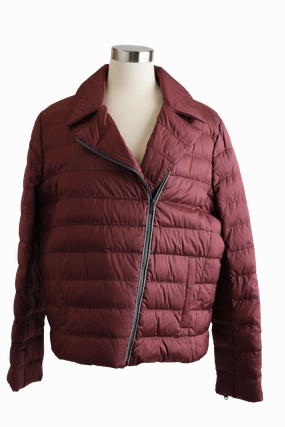 Quilted Down Puffer Jacket Abrasion Resistant Trim Smooth Zipper Action