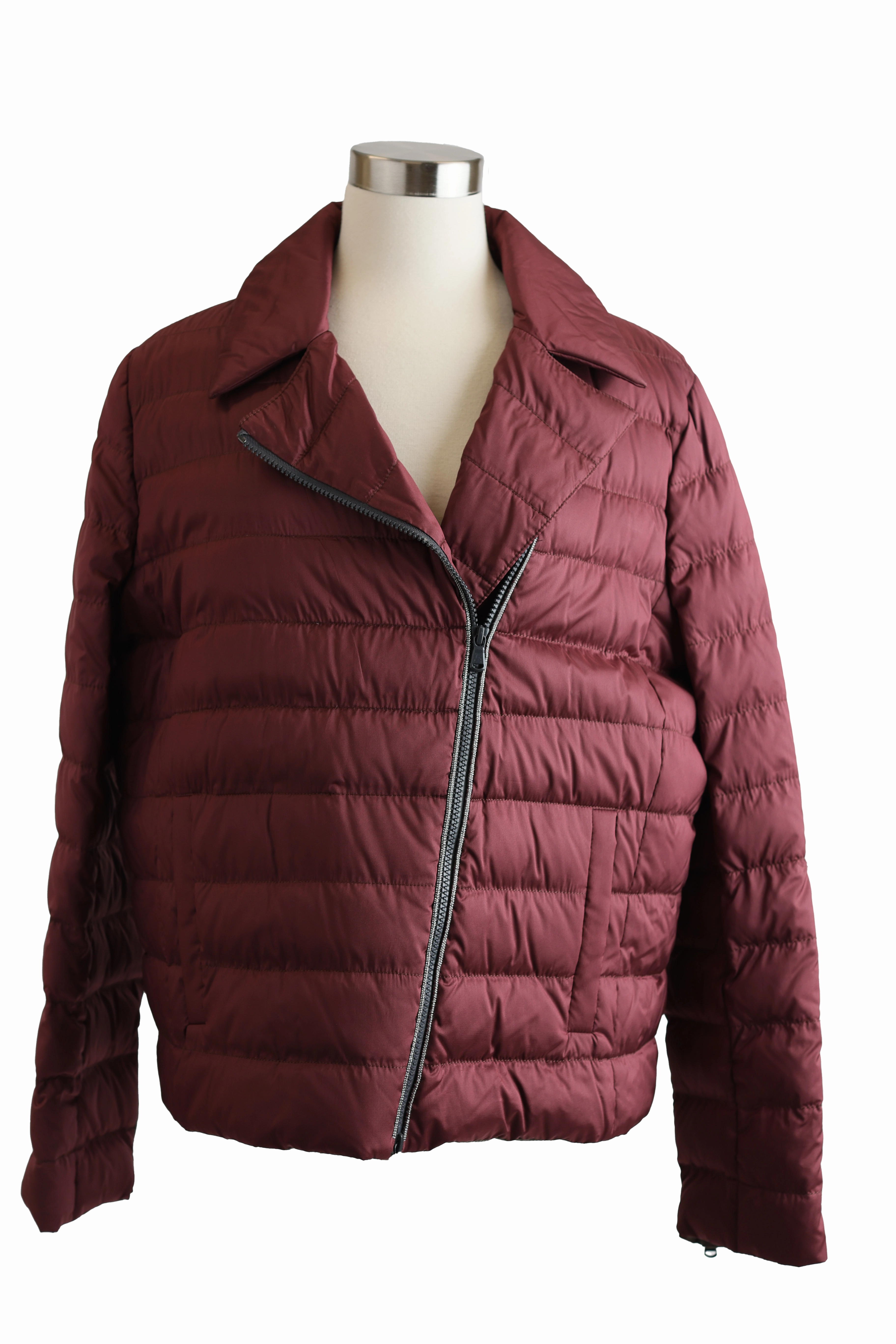 Quilted Down Puffer Jacket Abrasion Resistant Trim Smooth Zipper Action