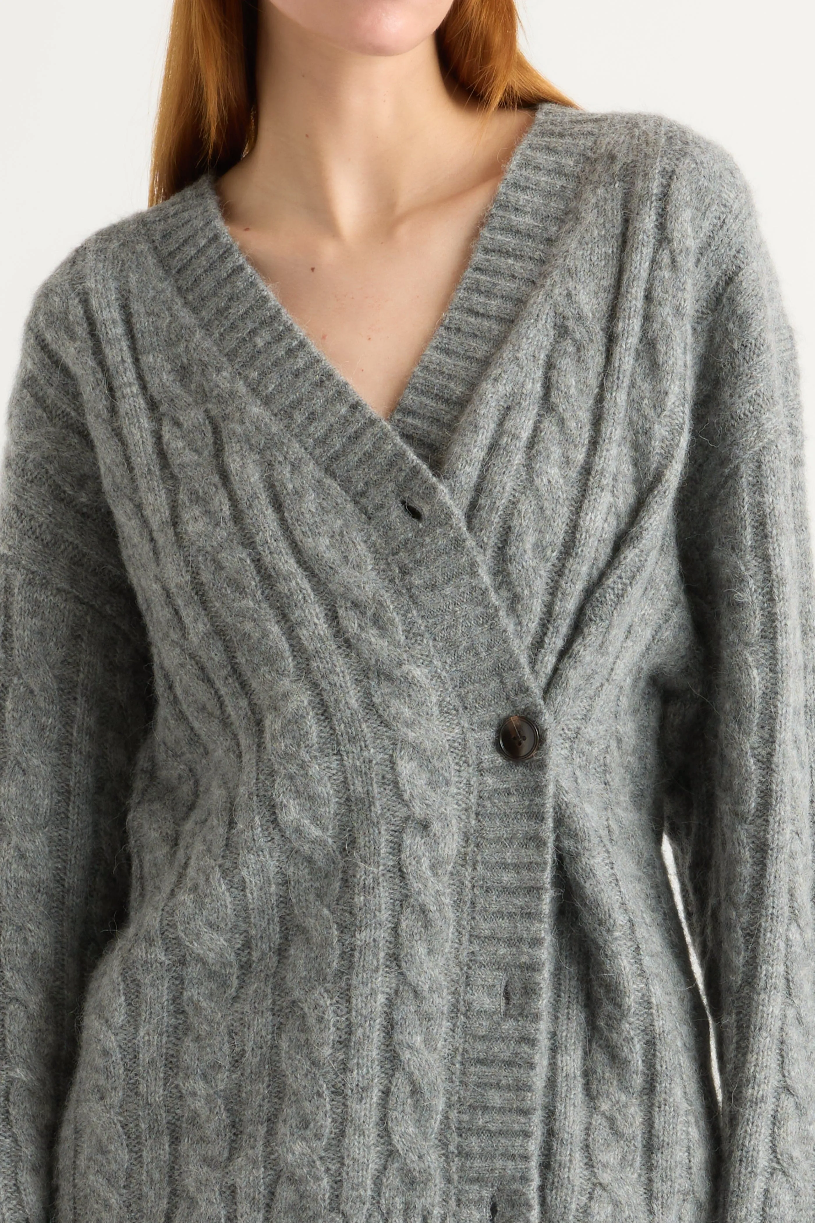 Hikari Asymmetric Cable Knit Cardigan Comfy And Warm