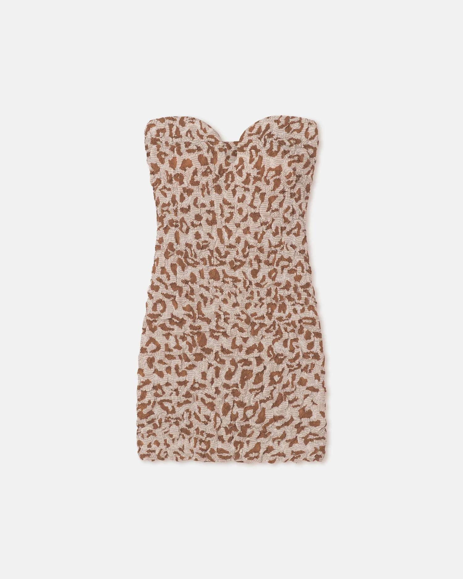 Jannika - Seersucker Cotton Voile Mini Dress - Ocelot Basic Shape Unique Cut