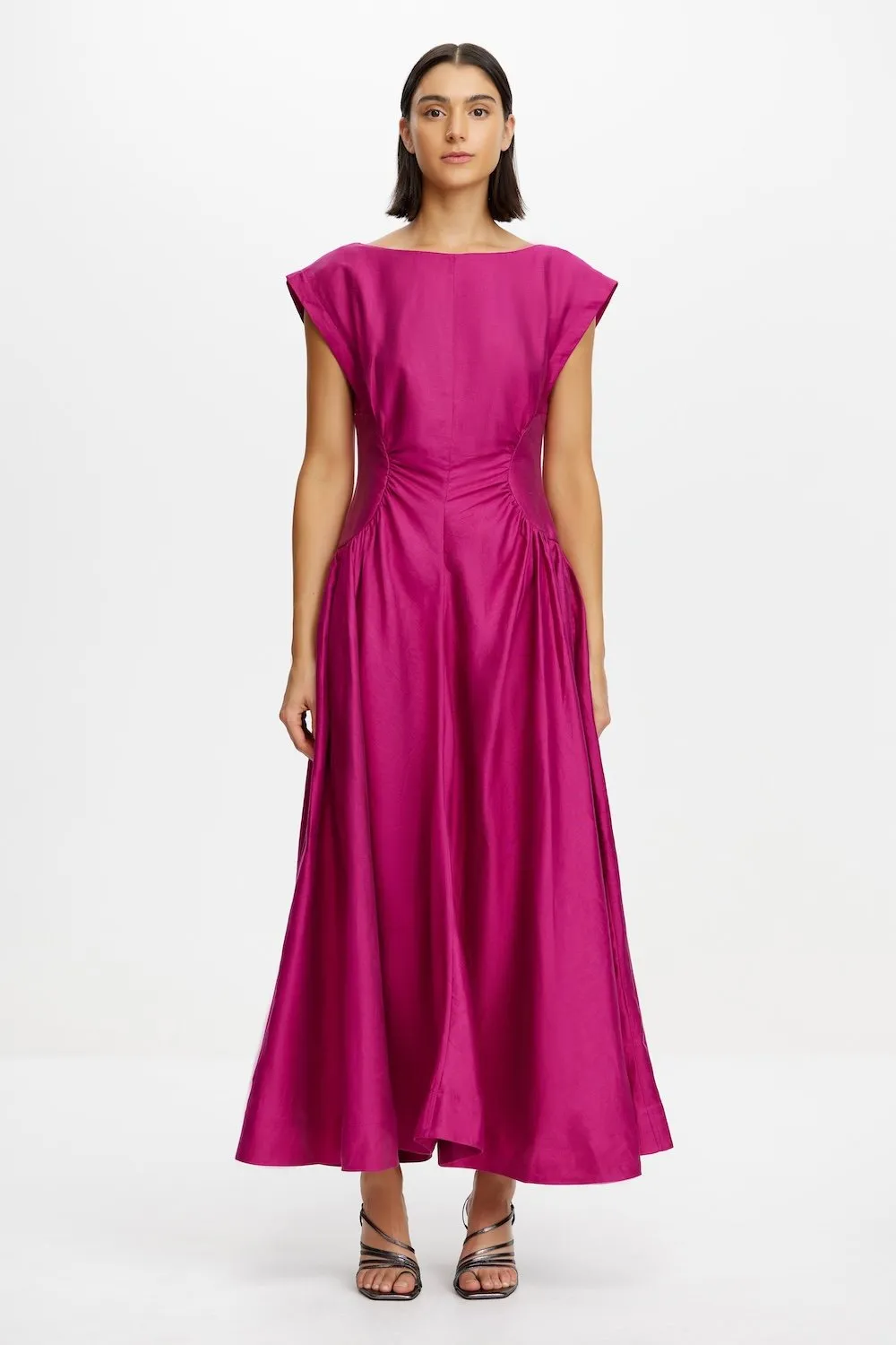 Office Cool Ruched-Detail EMERY MIDI DRESS