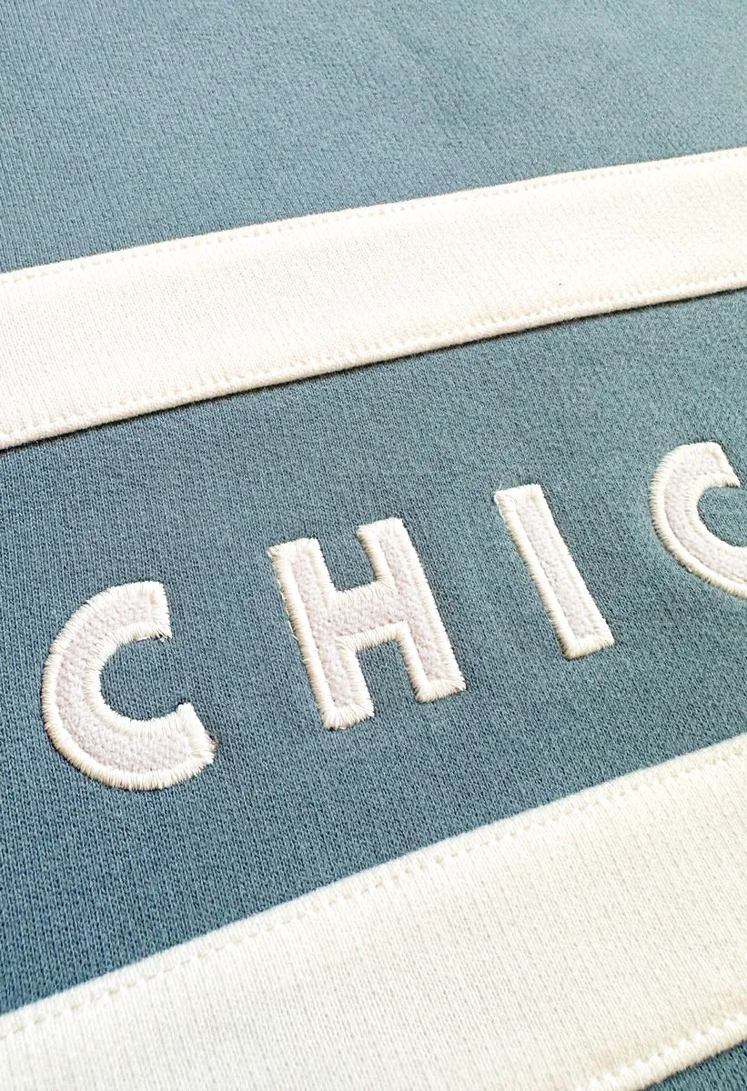Chicago Oversized Rugby Sweatshirt - Light Blue Effortless Comfort Fit Chilly Comfort