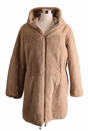 SeamSealed Edges Reversible Rabbit Fur & Waterproof Poly Coat