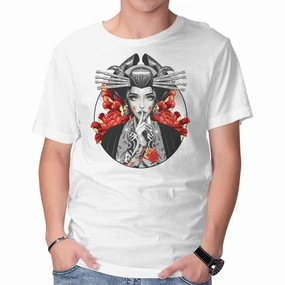 Anti Bacterial Treatment Durable Knit Structure Irezumi Geisha