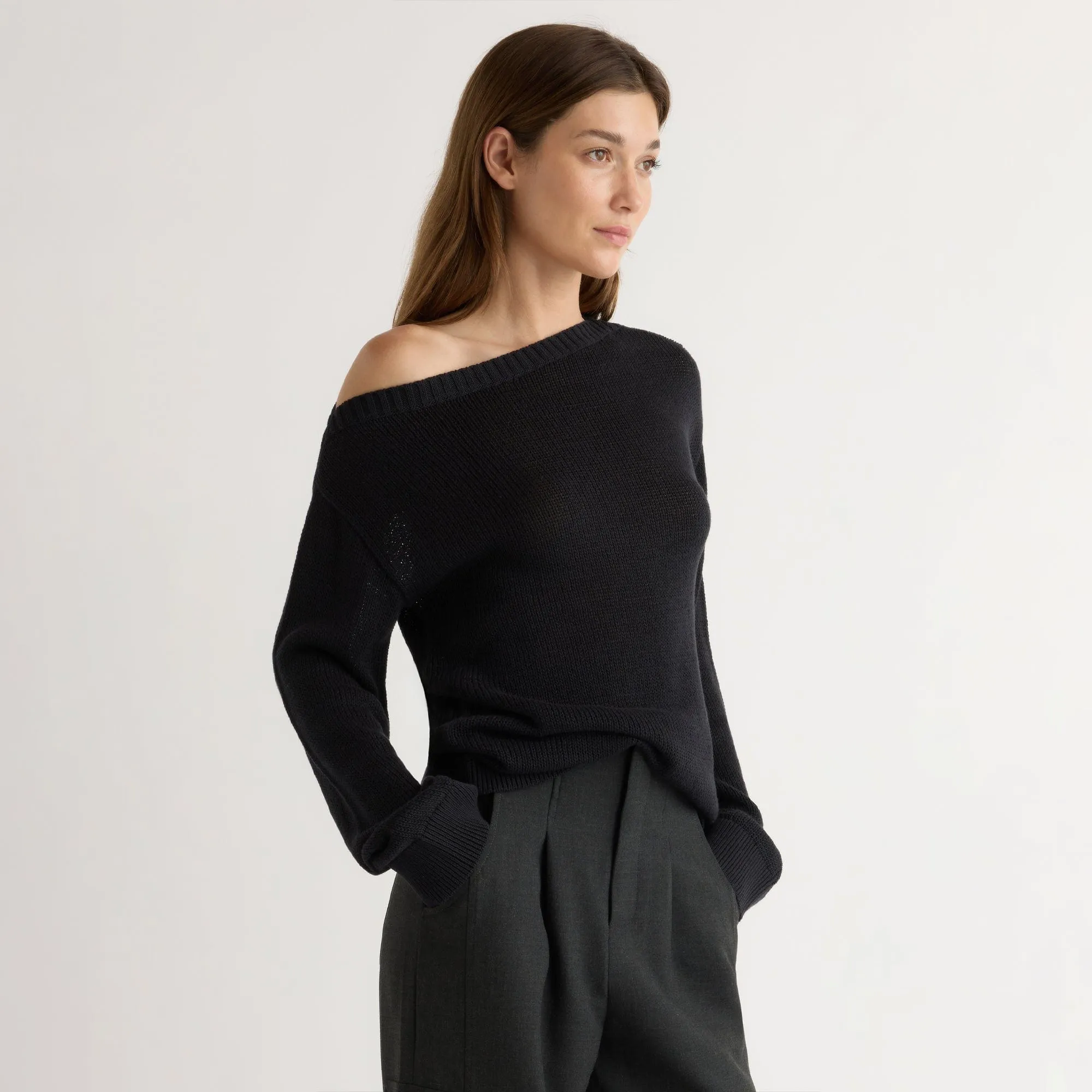 Chilly Day Layers Issa Lightweight Off-Shoulder Sweater
