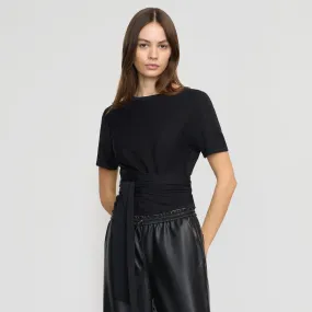 Jude Cropped Tie-Front Top Chilly Day Comfort