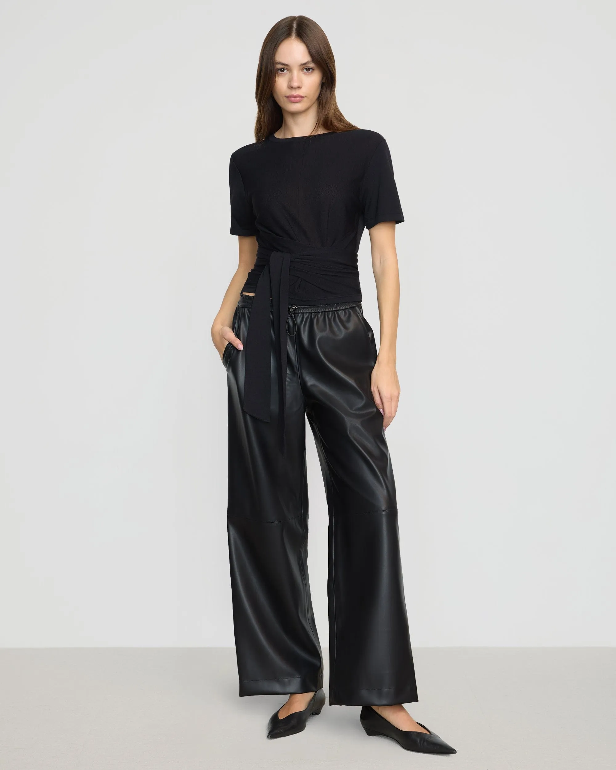 Comfy Waistband Layer Ready Jude Cropped Tie-Front Top