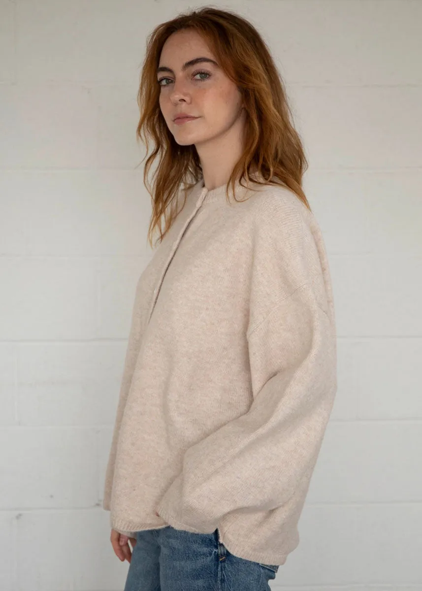 crew neck Sleek Comfort Wear Juniper Cardigan - Oatmeal