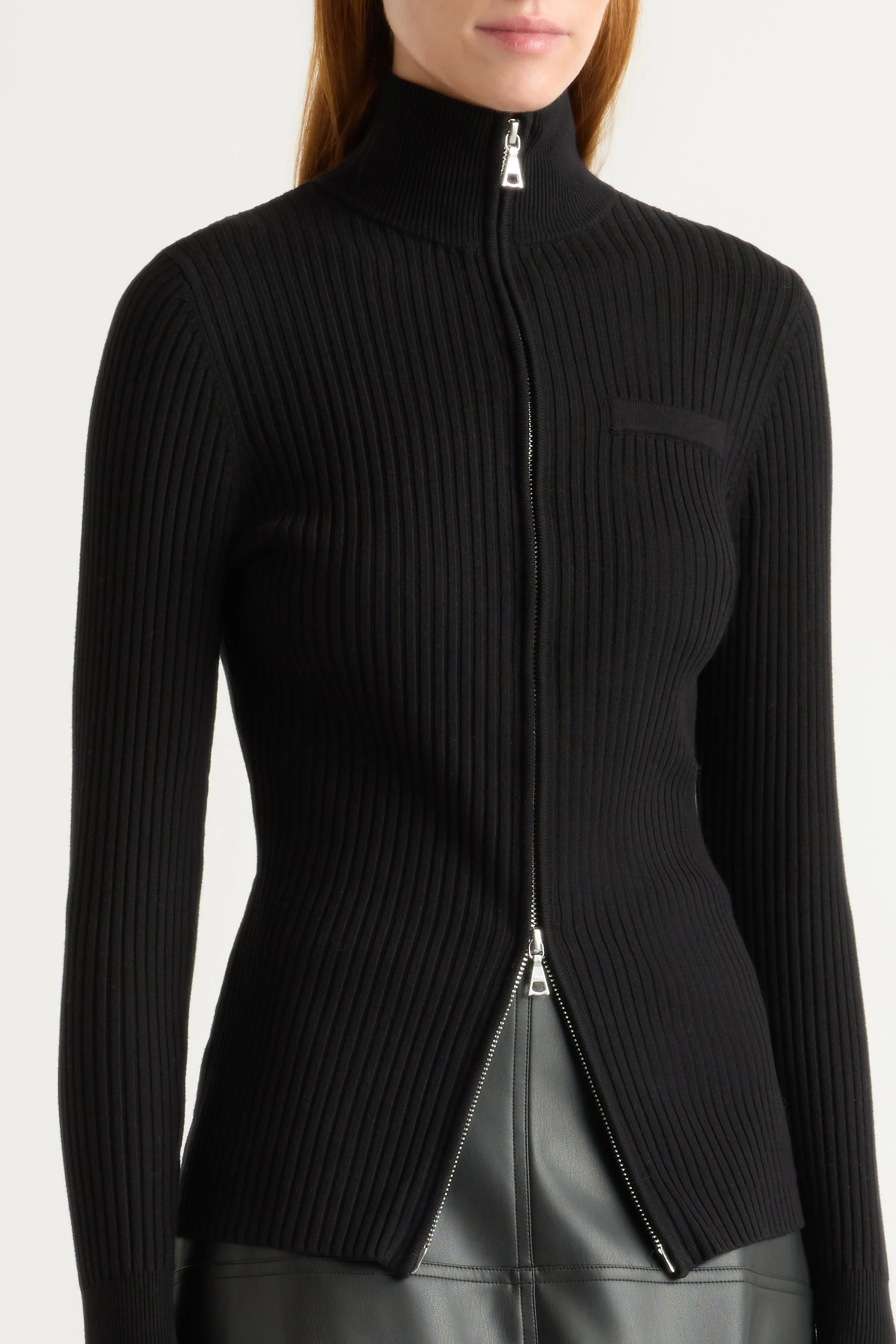 Cold Weather Must-Have Cozy Fashion Kaine Ribbed Two-Way Zip Sweater