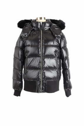 Double Stitch Reinforcement Temperature Balancing Layer Maude S Down Bomber Jacket W/ Fur Hood