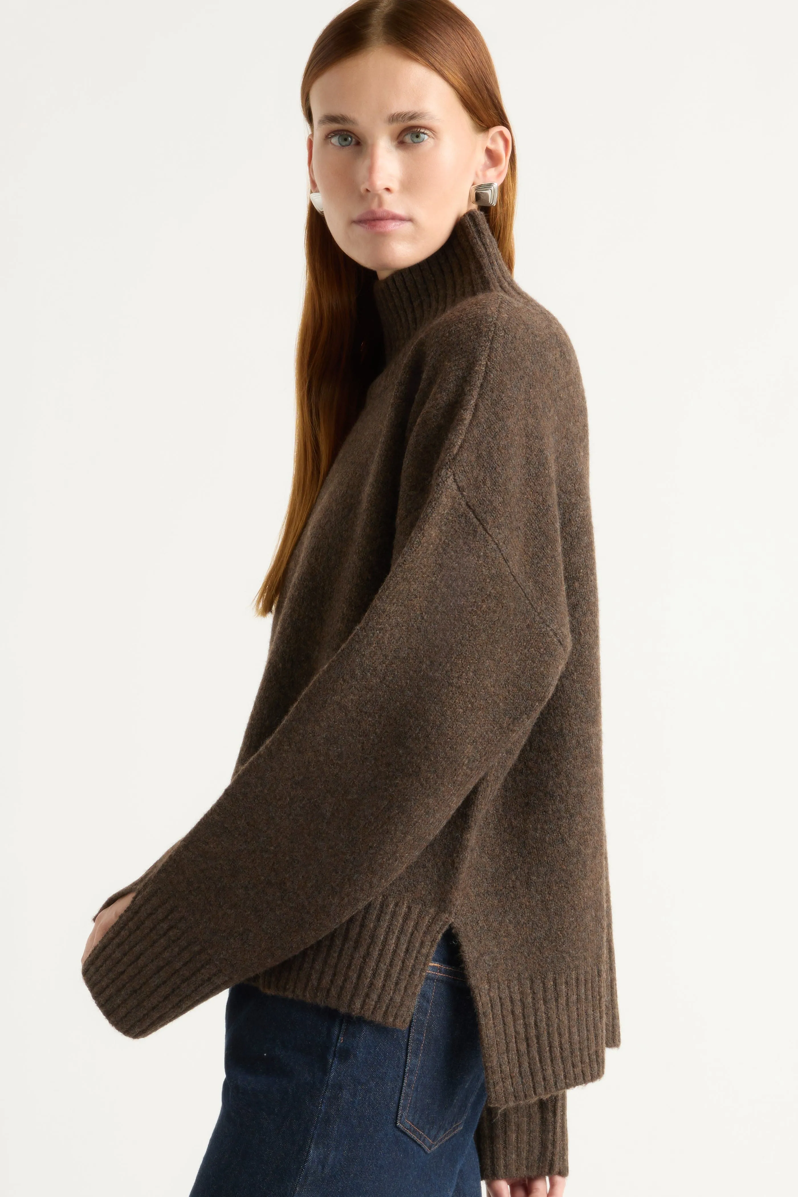 Karlie Oversized Turtleneck Sweater Cozy Texture