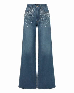 Fashion Lover Youth Style Smooth Eco Friendly Denim Kasey Crystal Wide-Leg Jean