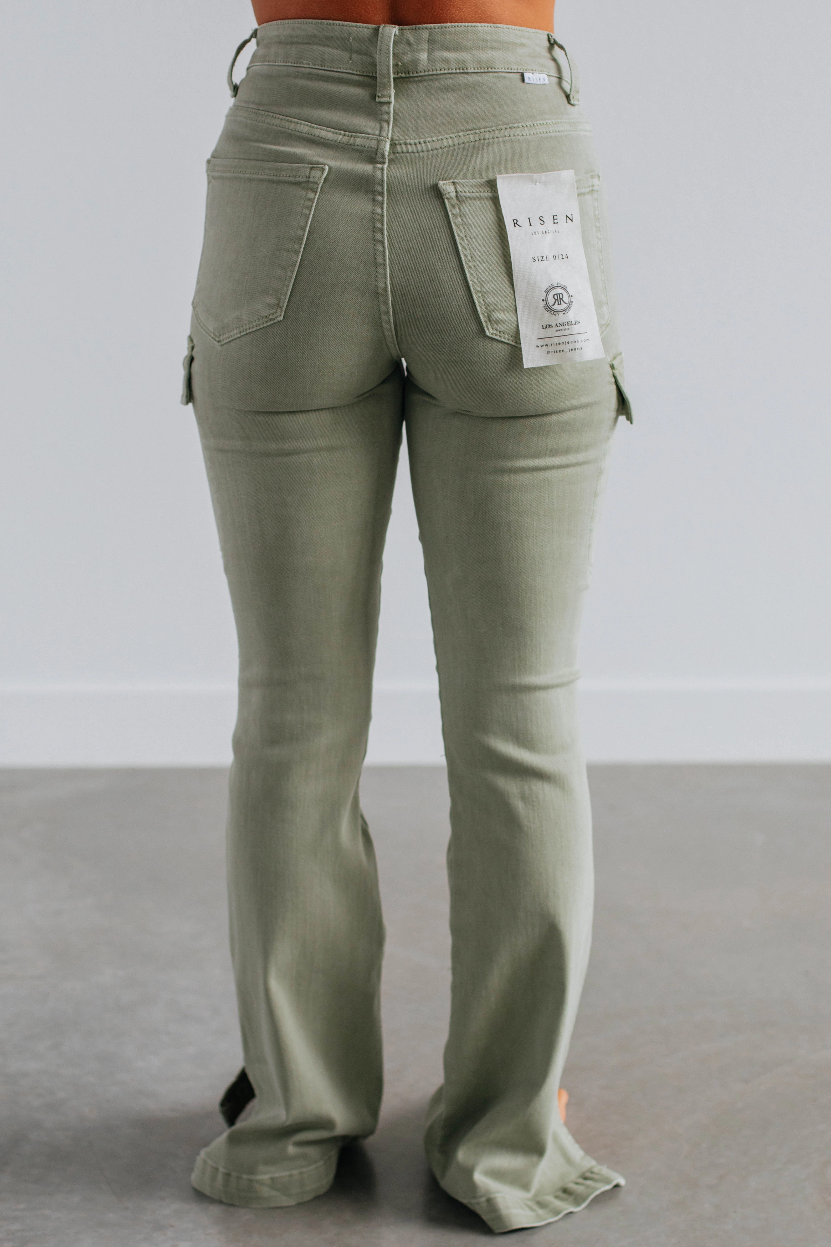 Fit For Life Soft Fabric Kayley Risen Cargo Jeans - Sage