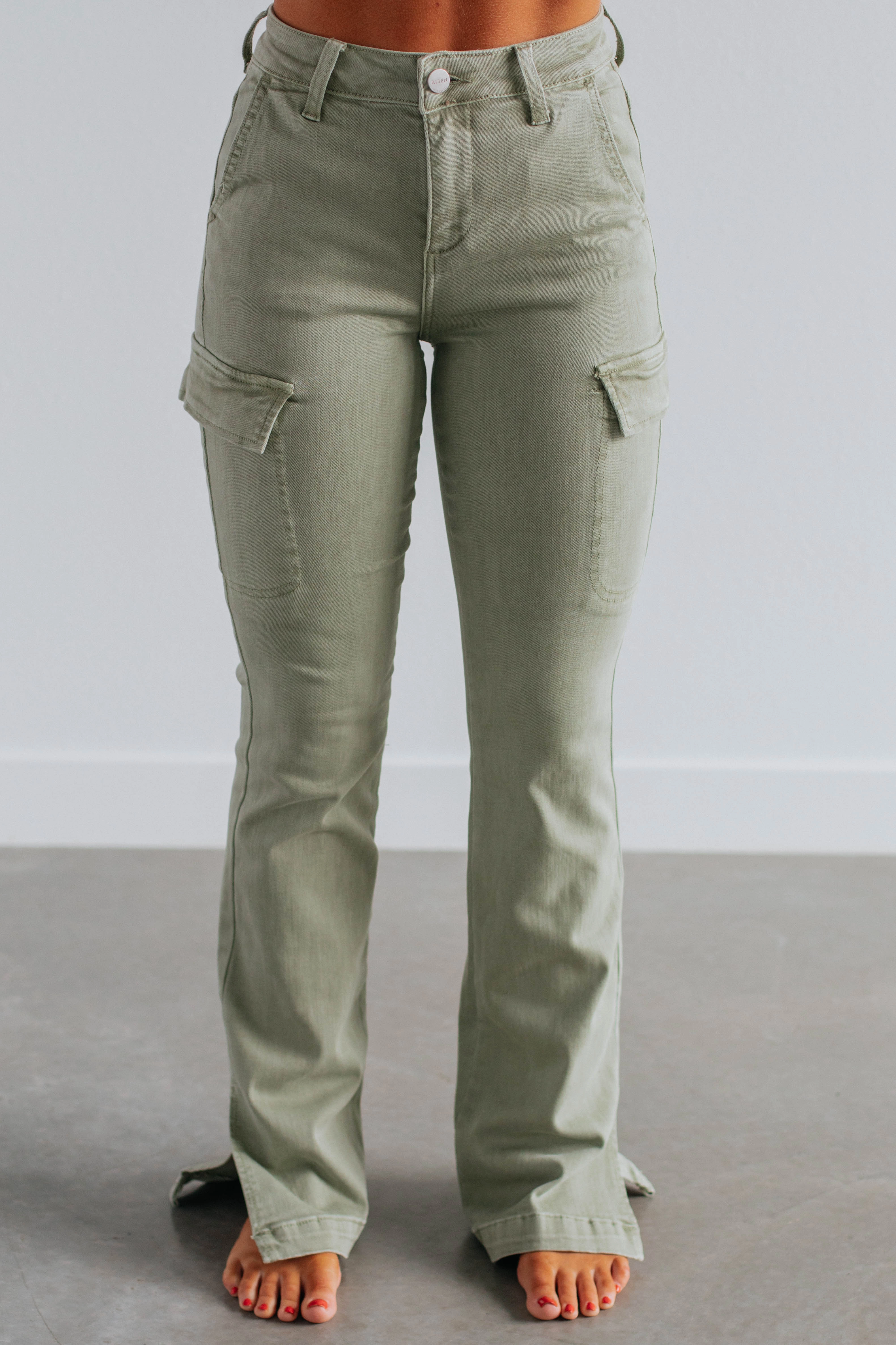 Great Base Effortless Clothing Kayley Risen Cargo Jeans - Sage