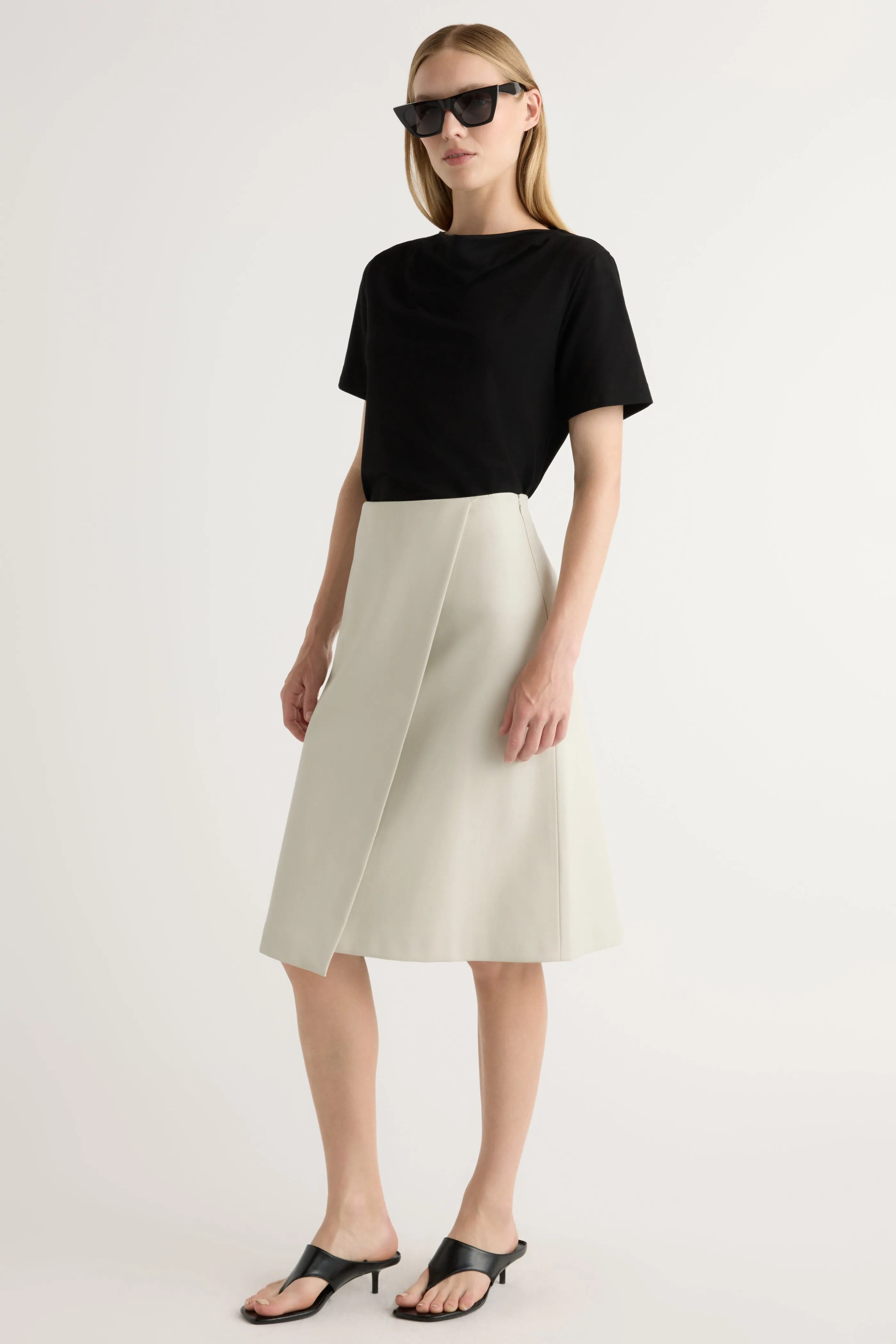 Kendra Organic Cotton Cowl-Neck Tee Layered Sleeve Casual Essentials