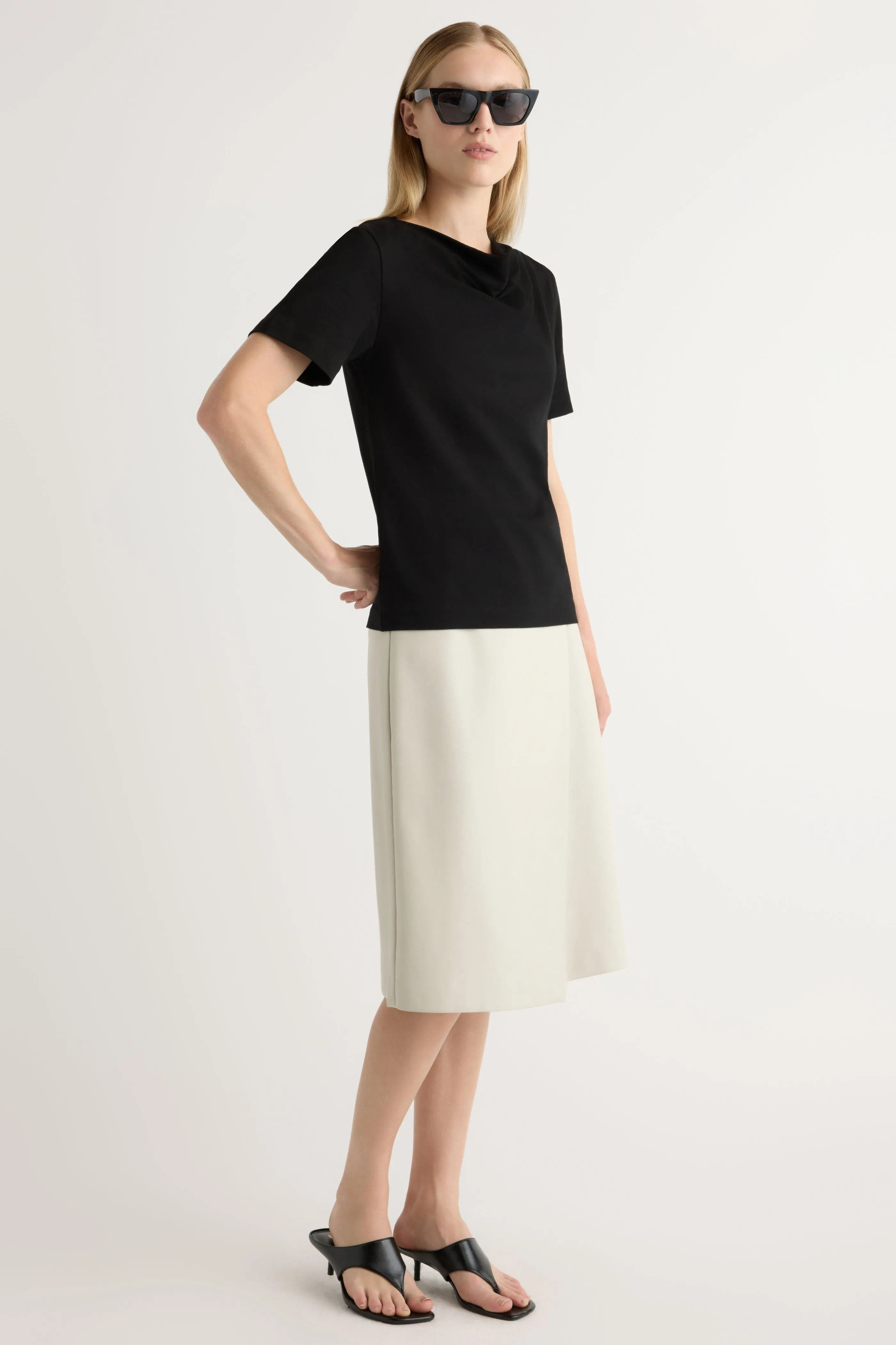 Kendra Organic Cotton Cowl-Neck Tee sale season