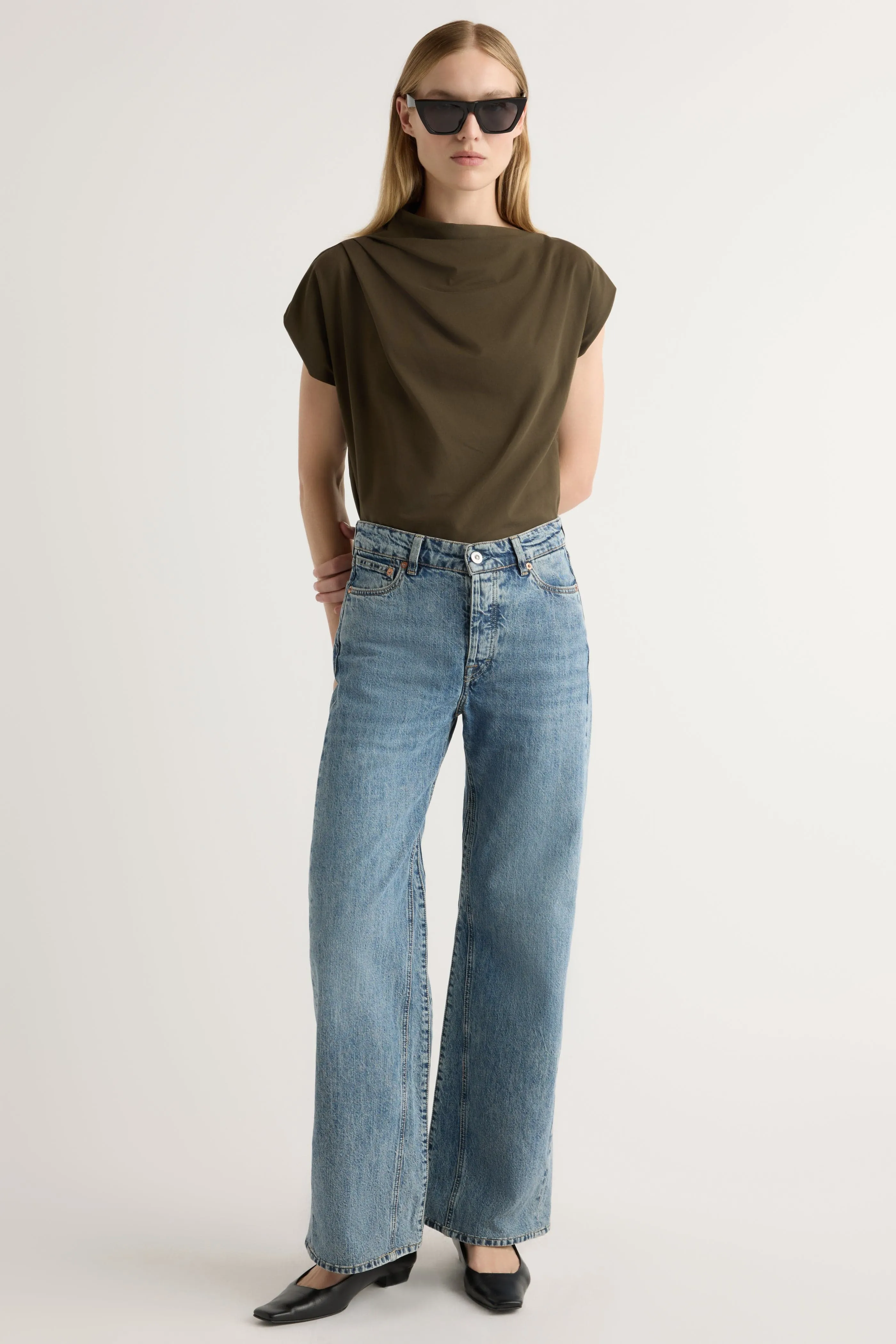 Layered Style Reinforced Collar Kenny Asymmetric-Neck Tee
