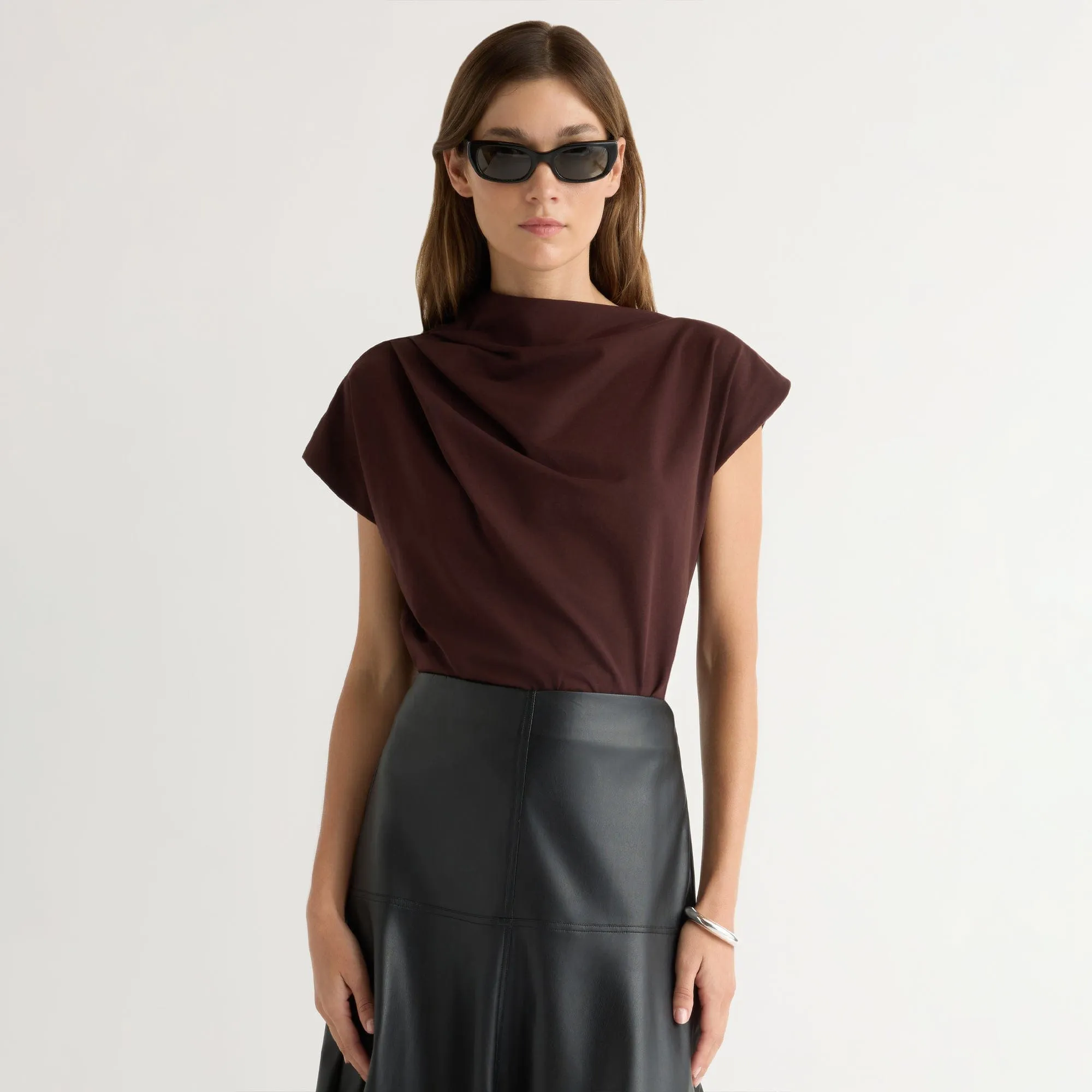 Kenny Asymmetric-Neck Tee Flexible Collar