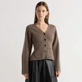 Versatile Layering Elinor Organic Cotton-Wool V-Neck Cardigan