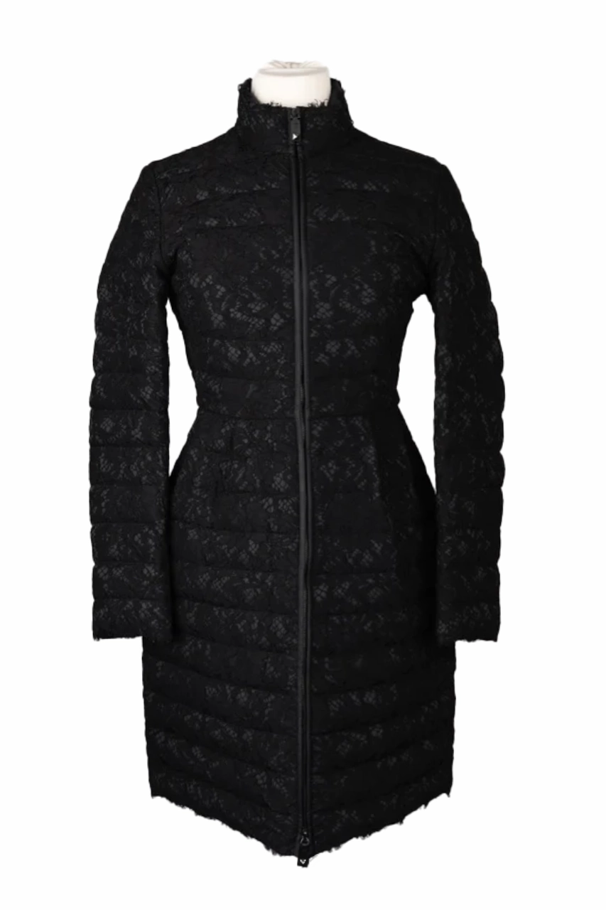 Lace Floral Print Down Puffer Jacket Versatile Fit Layer