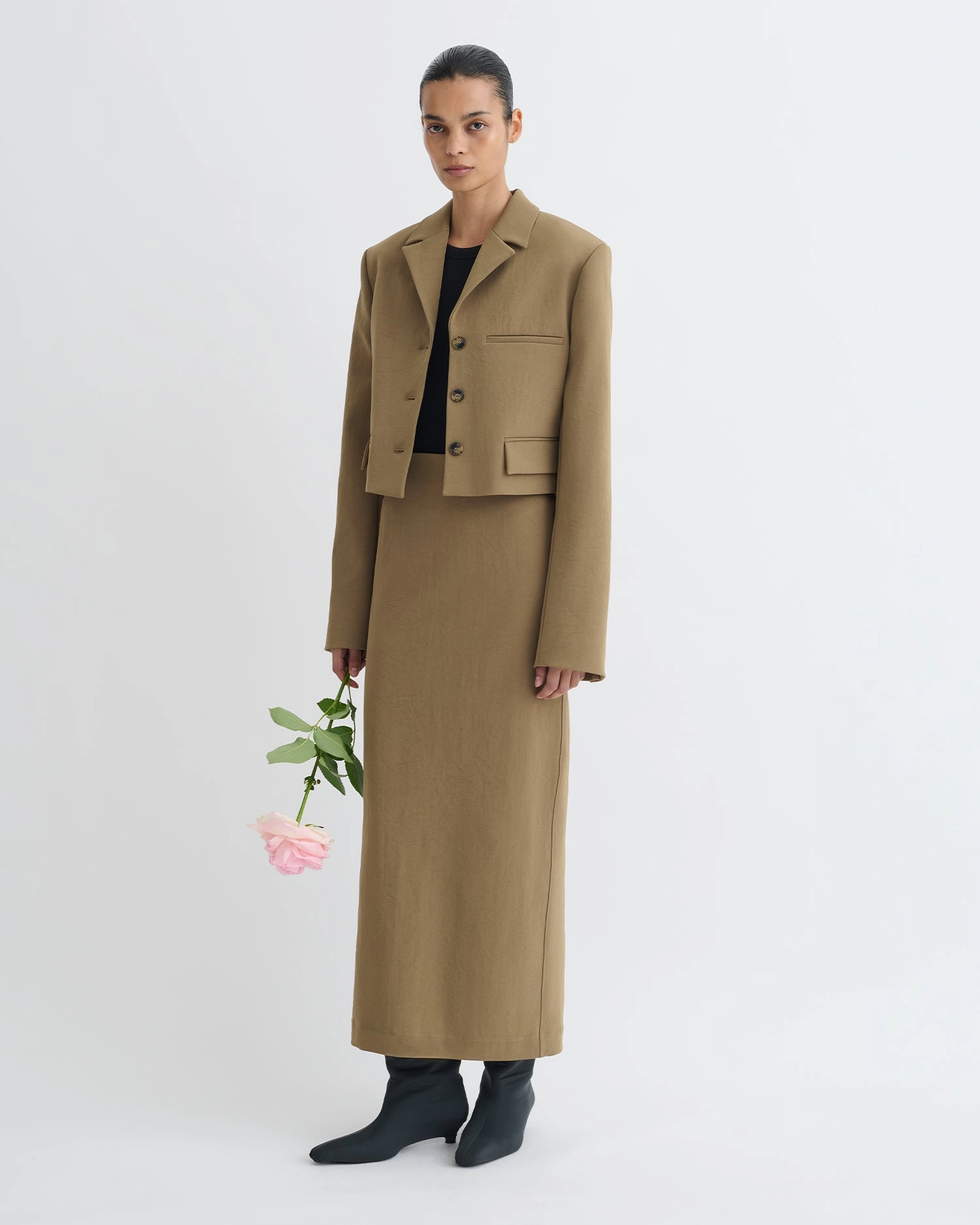 Nya - Paper Jersey Midi Skirt - Brown Slow Fashion Mood Dressing