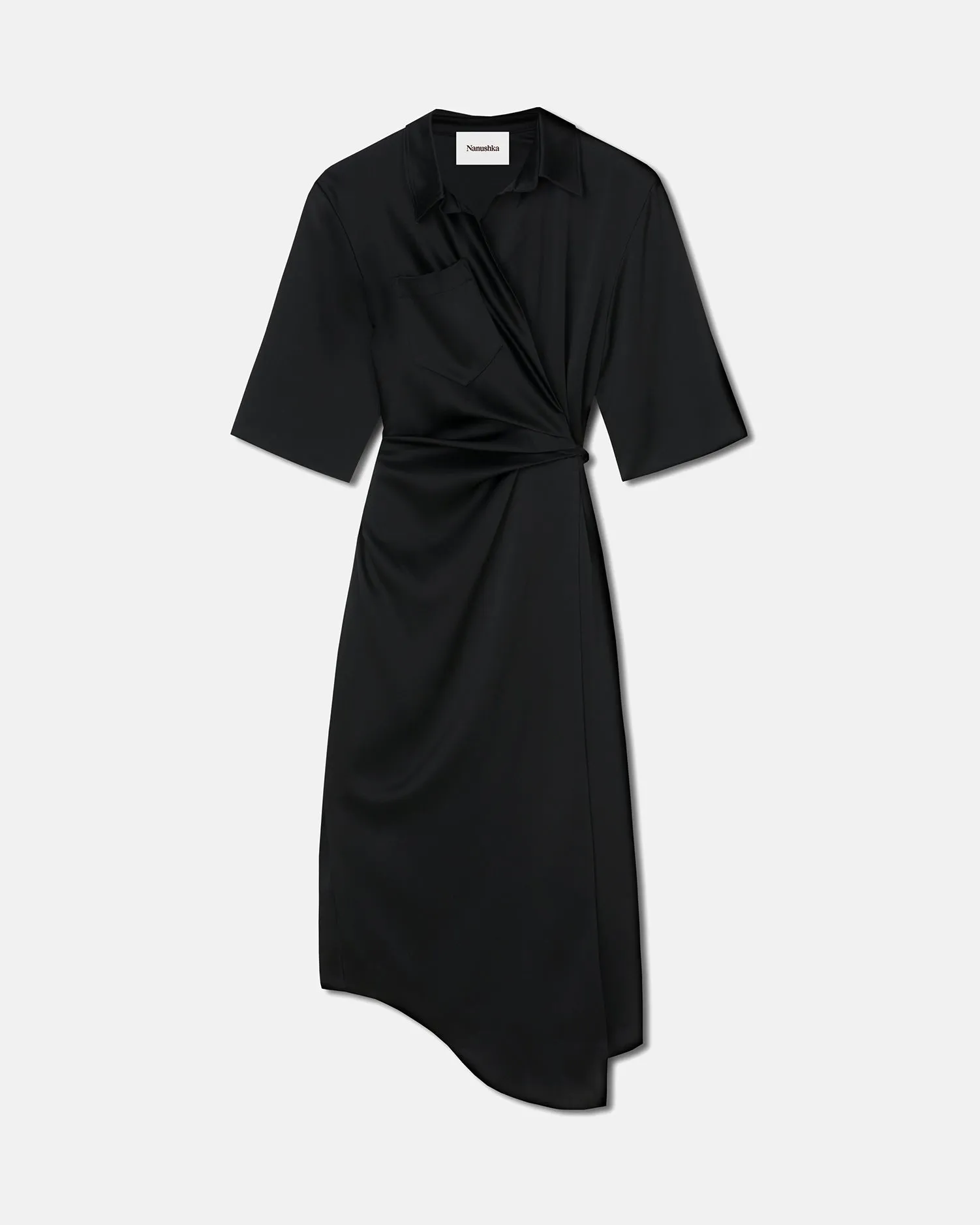 Shared Glow Lais - Draped Front Shirt Dress - Black