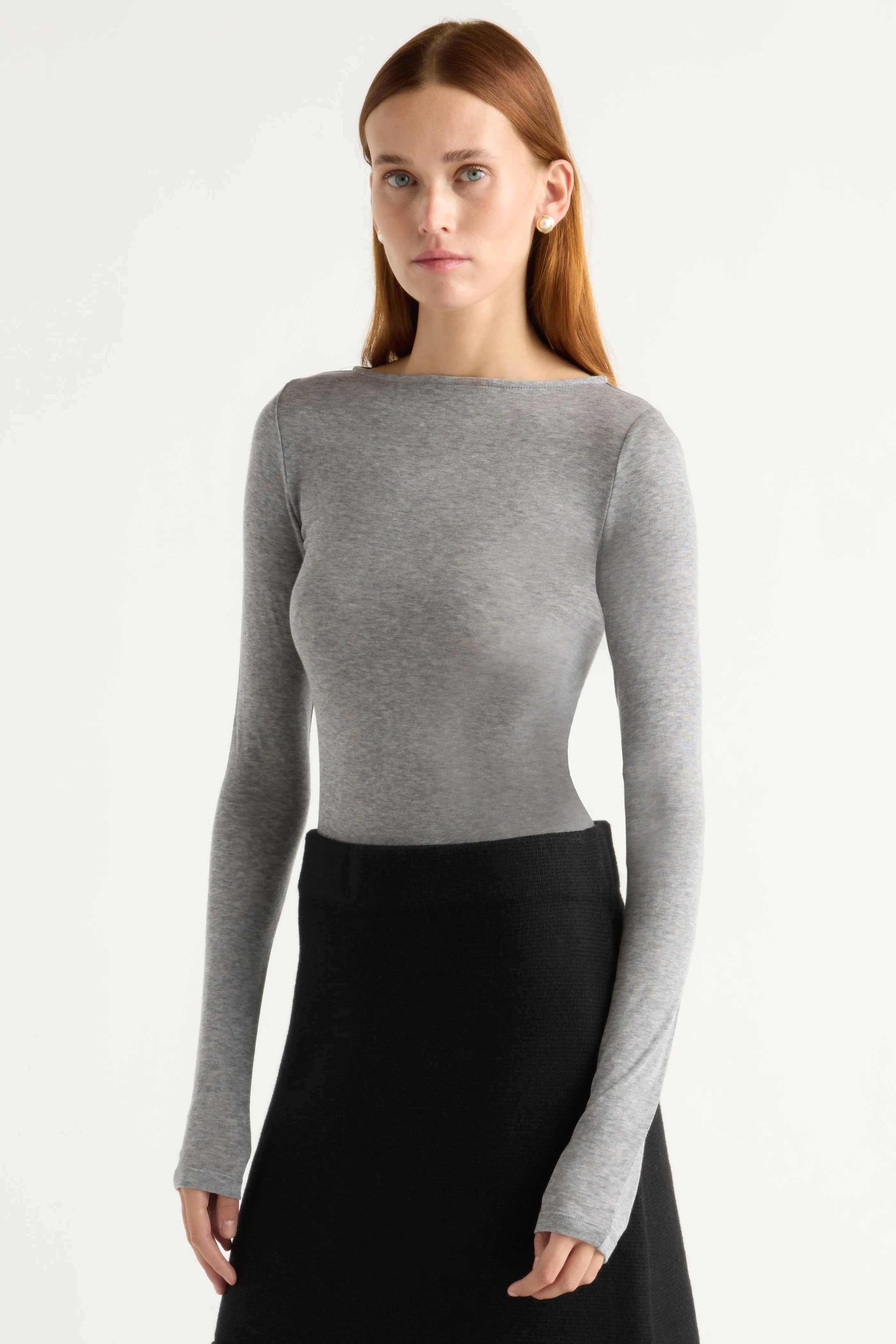 Lana Tencel-Wool Semi-Sheer Tee Brushed Interior Lining Seamless construction