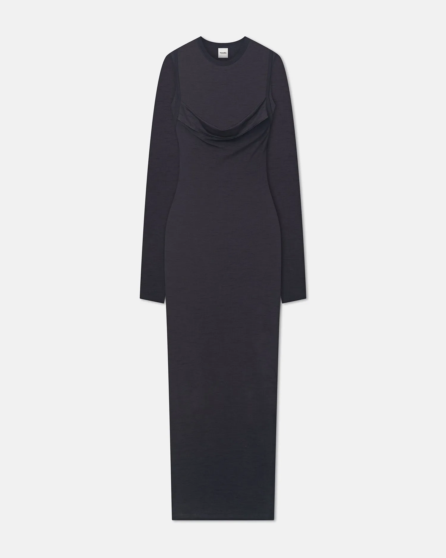 Linora - Draped Wool Jersey Midi Dress - Grey Party Safe Daytime Look