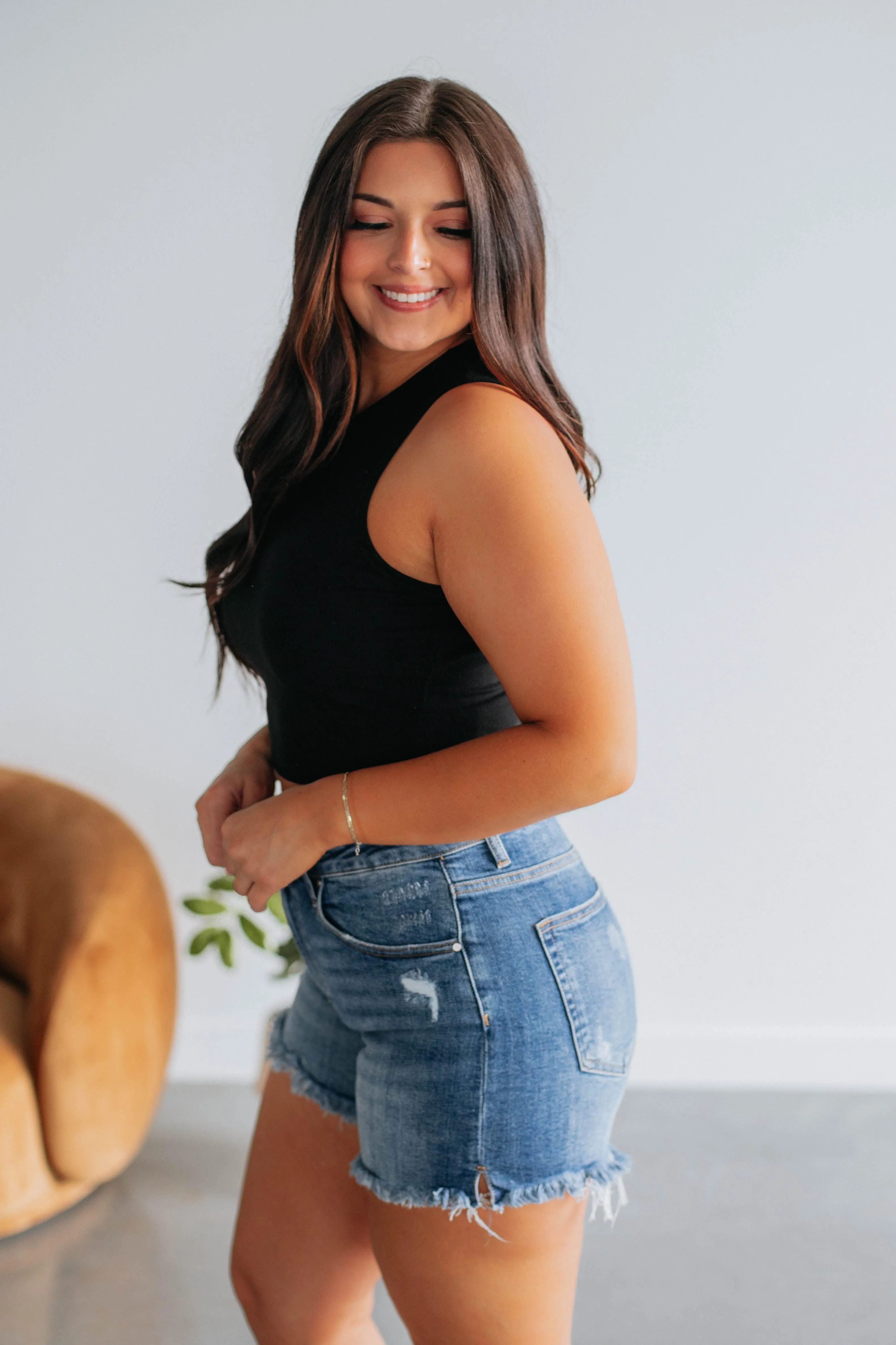 Seamless Design construction workers Willa Ribbed Tank - Black