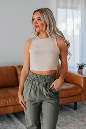 Willa Ribbed Tank - Sand Emergency response Low noise