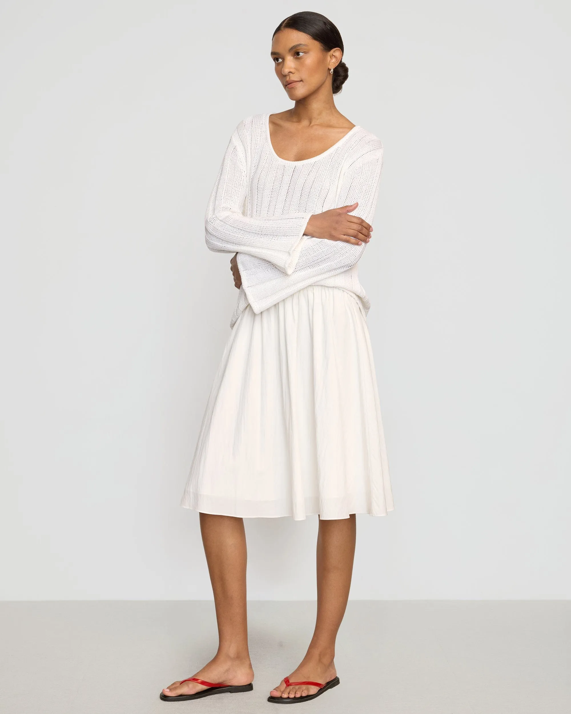 Leah Ribbed Scoop-Neck Sweater Outdoor Fit Effortless Layer