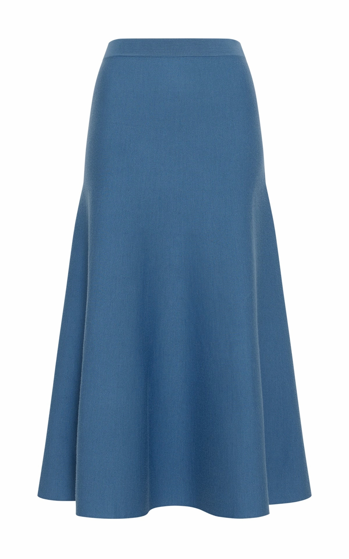 Freddie Knit Midi Skirt in Sky Merino Wool Cashmere Flexible Waistband Vibrant Touch