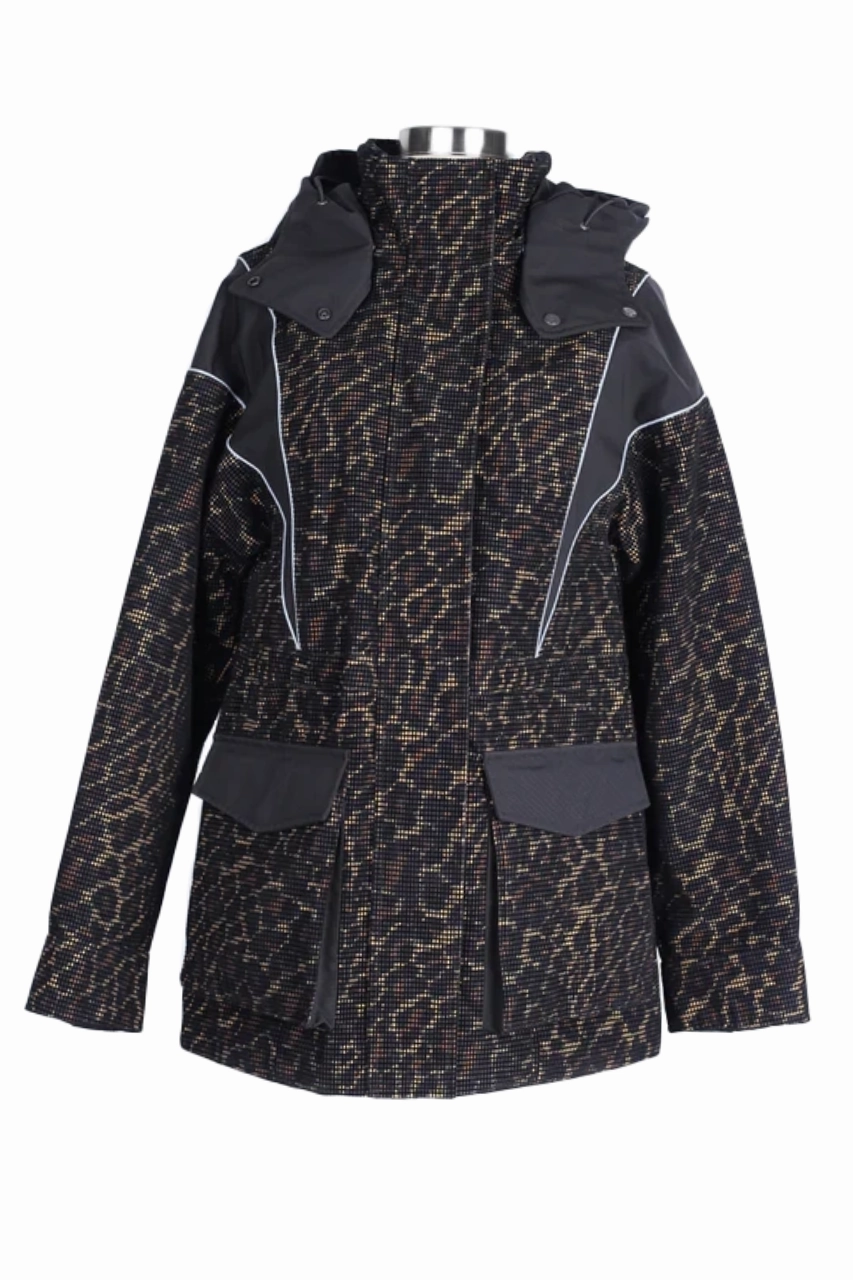 ShrinkResistantFabric Elasticated Waistband Leopard Print Down Puffer Jacket