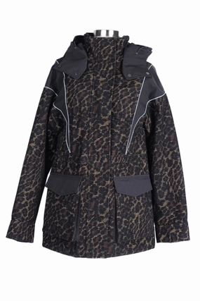 ShrinkResistantFabric Elasticated Waistband Leopard Print Down Puffer Jacket