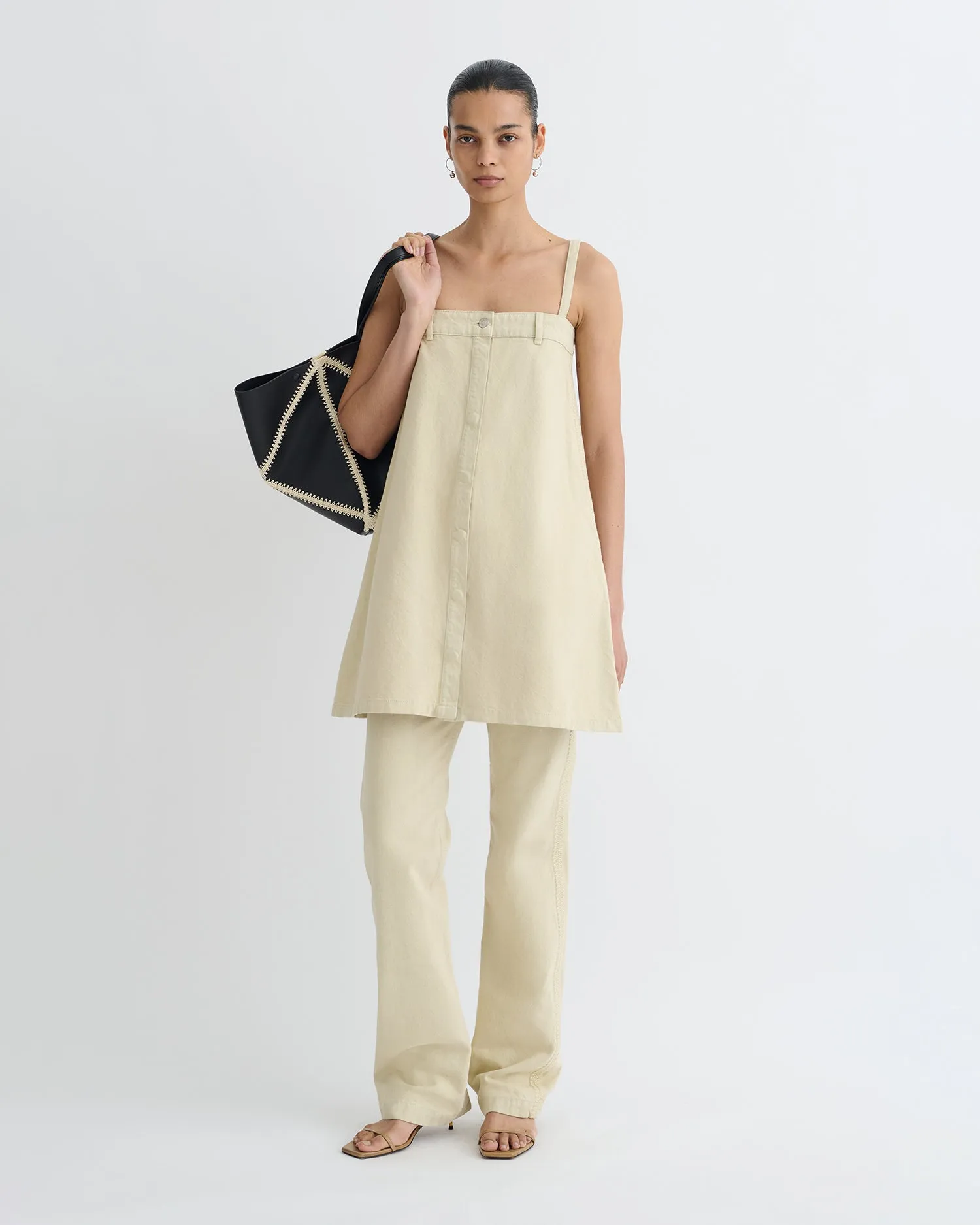 Anytime Wear Lidwina - Denim Mini Dress - Beige