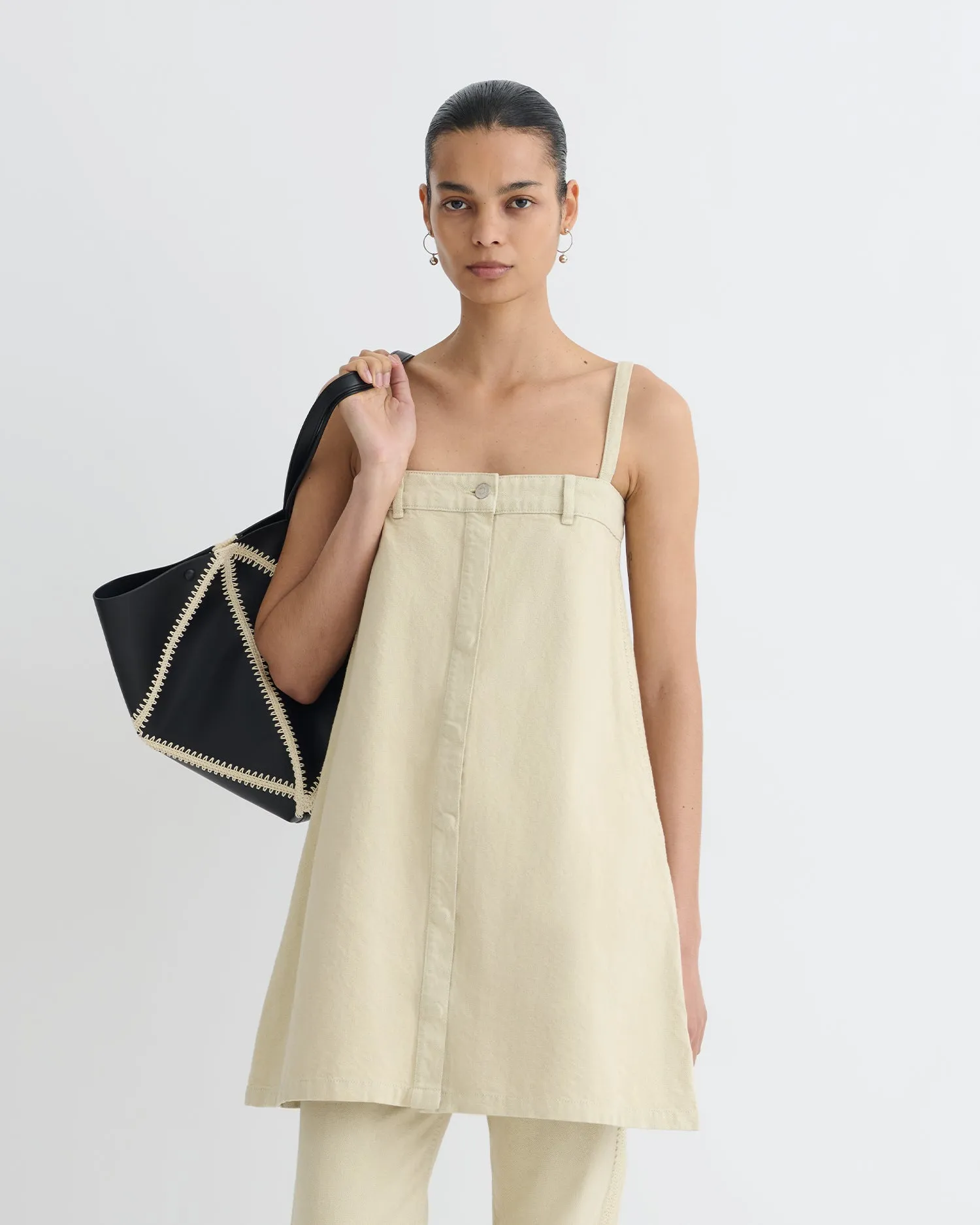 Lidwina - Denim Mini Dress - Beige Street Flex