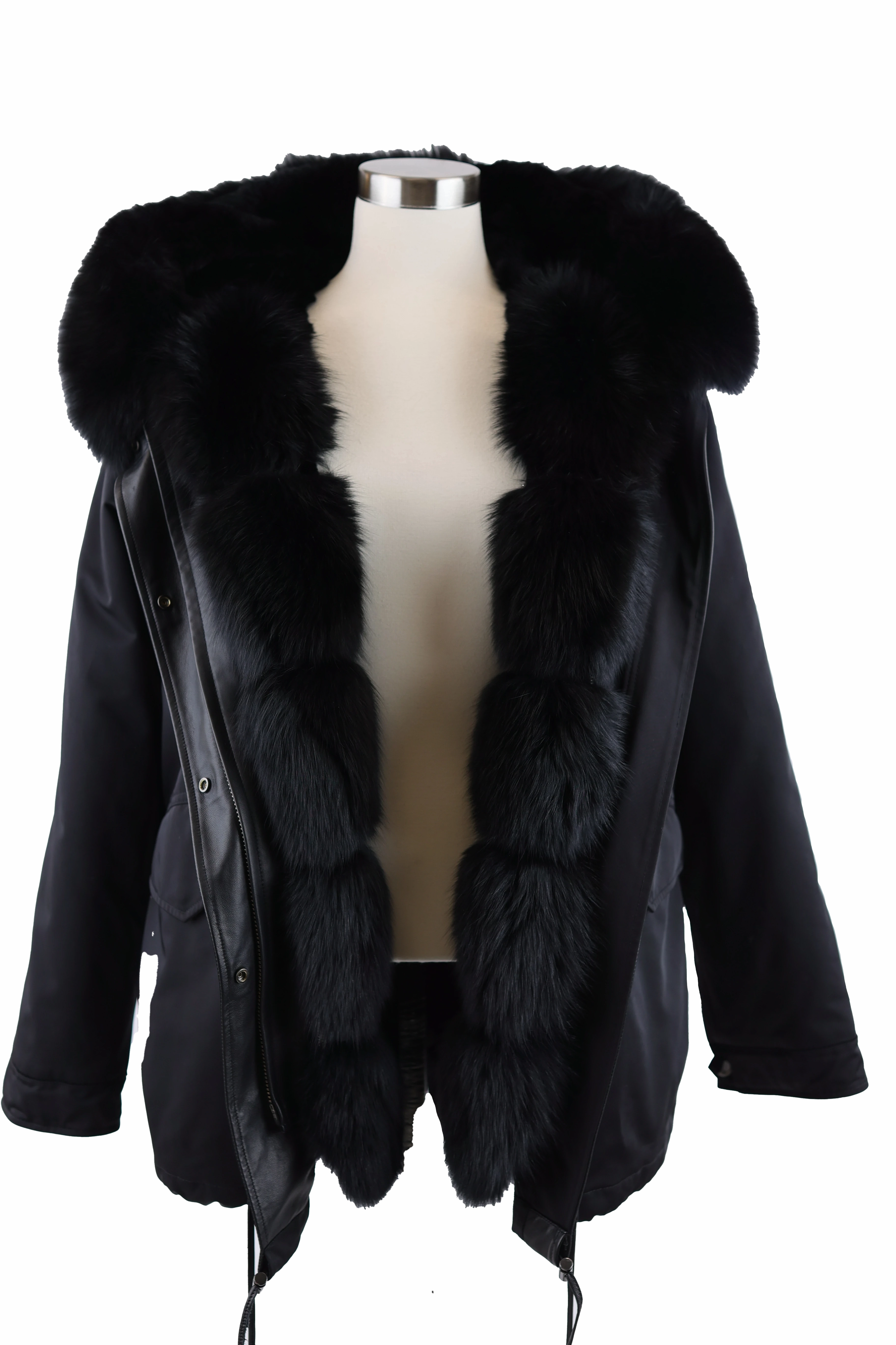 Full Length Zipper Closure Versatile Layering Options Fur Lined Parka W Fur Hood