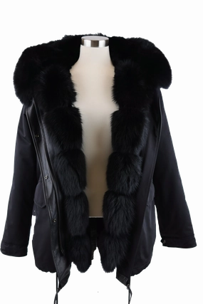 Full Length Zipper Closure Versatile Layering Options Fur Lined Parka W Fur Hood