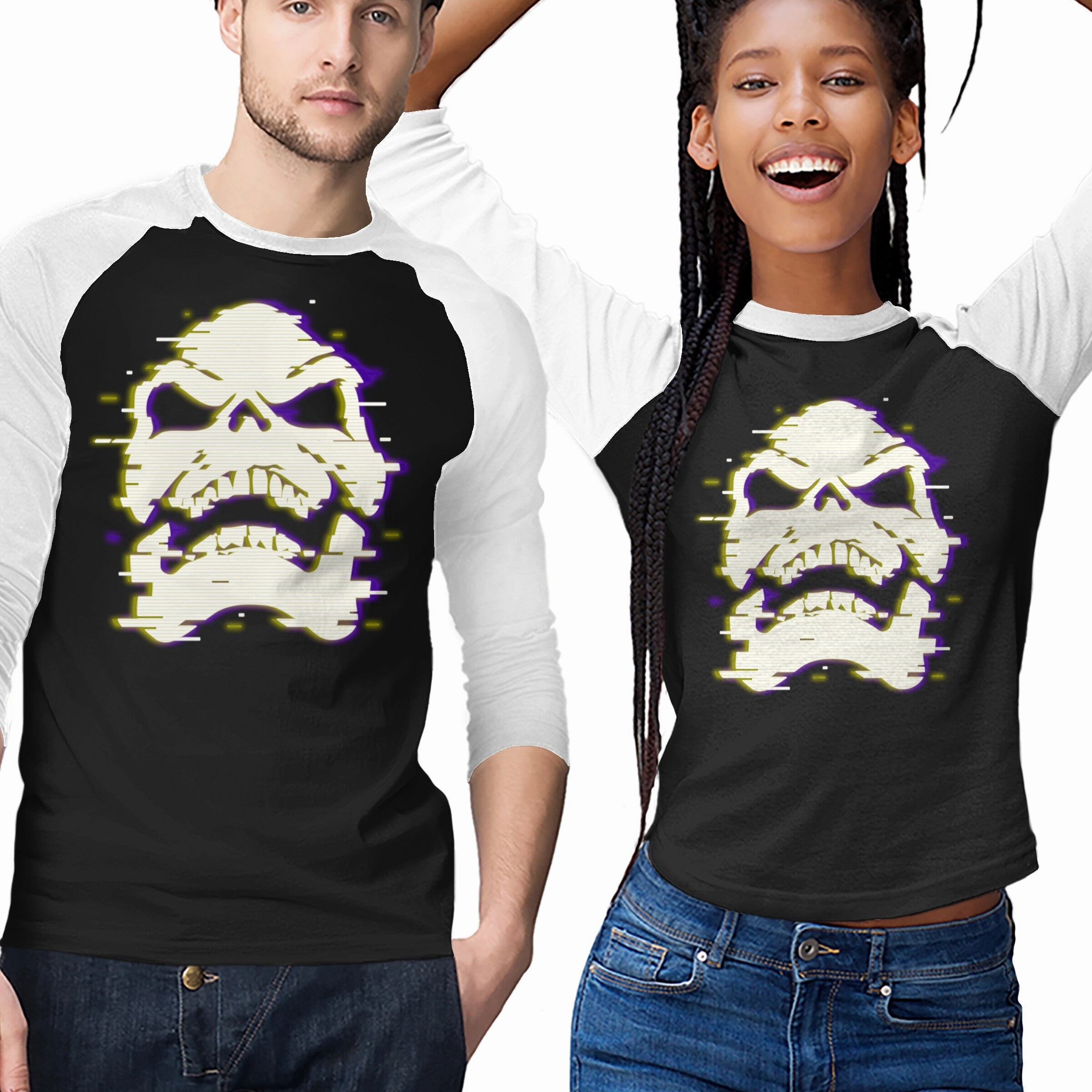 Glitchy Skull tall size Sporty Stretch Fit