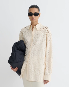 Odorless Binding Tape Aphea - Laser Cut Heavy Poplin Shirt - Creme