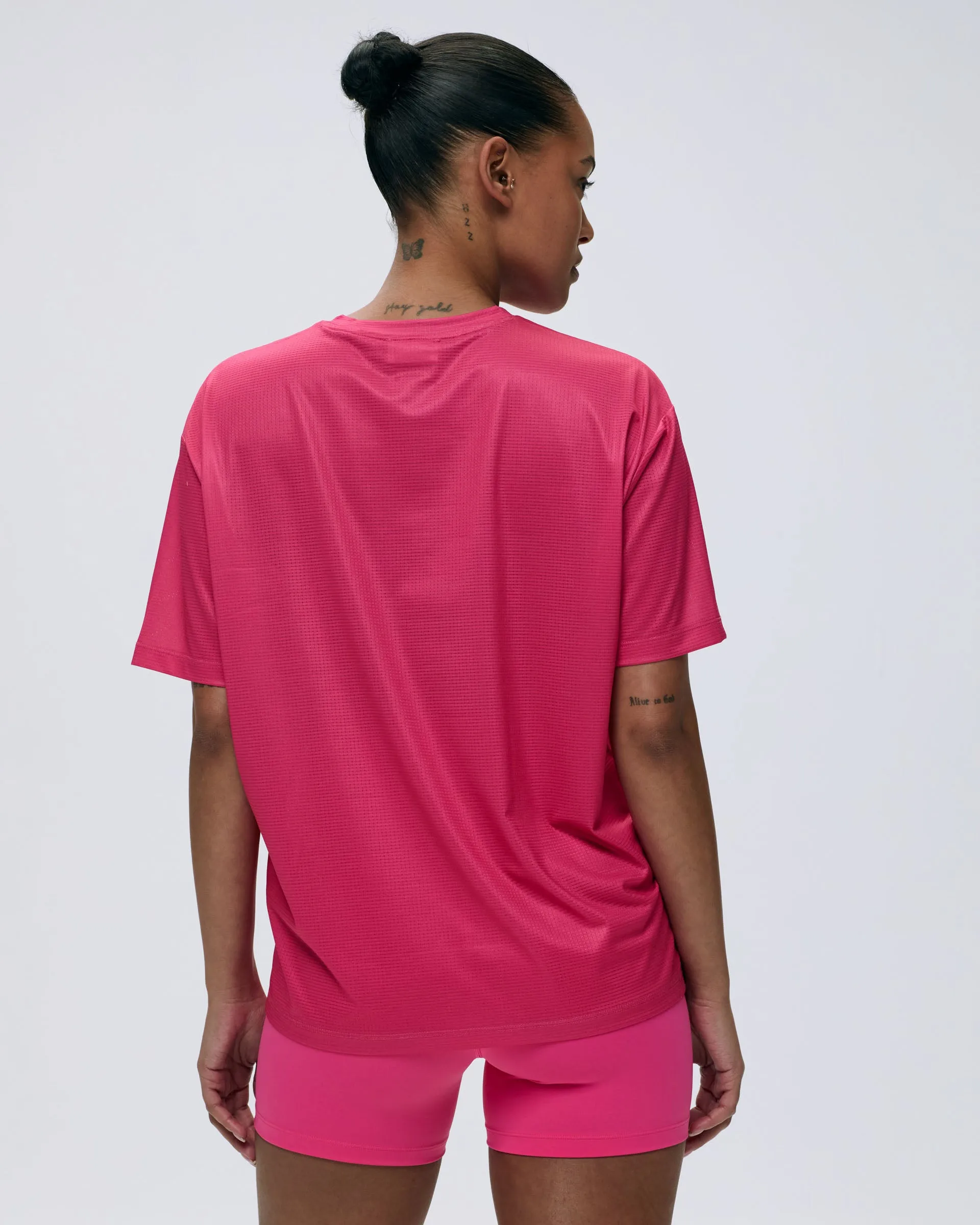 LayeredCollar Quick Release Fasteners Mesh Active T-Shirt - Hot Pink