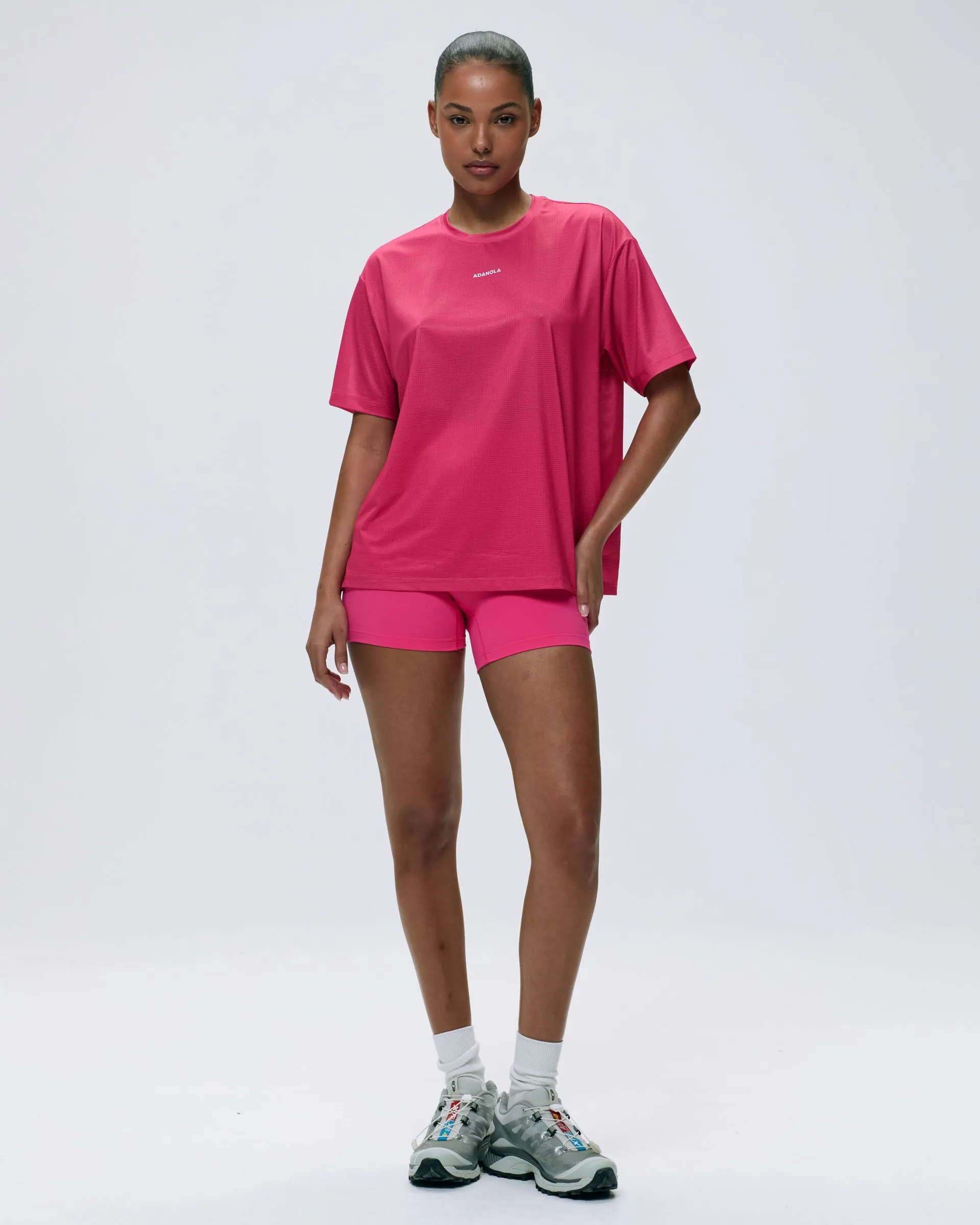 Mesh Active T-Shirt - Hot Pink Classic Crew Neck