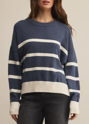Comfort Knitwear Chill Comfort Jordane Striped Sweater - Storm Cloud Heather